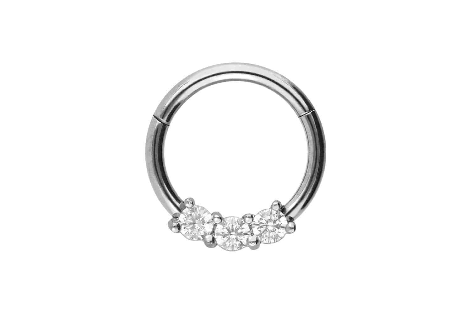 PIERCINGLINE Nasenpiercing Chirurgenstahl Segmentring Clicker 3 KRISTALLE Ohrpiercing Septum Nase (Clicker, 1-tlg), Ohrpiercing für Conch, Helix, Tragus, Daith, Lobe