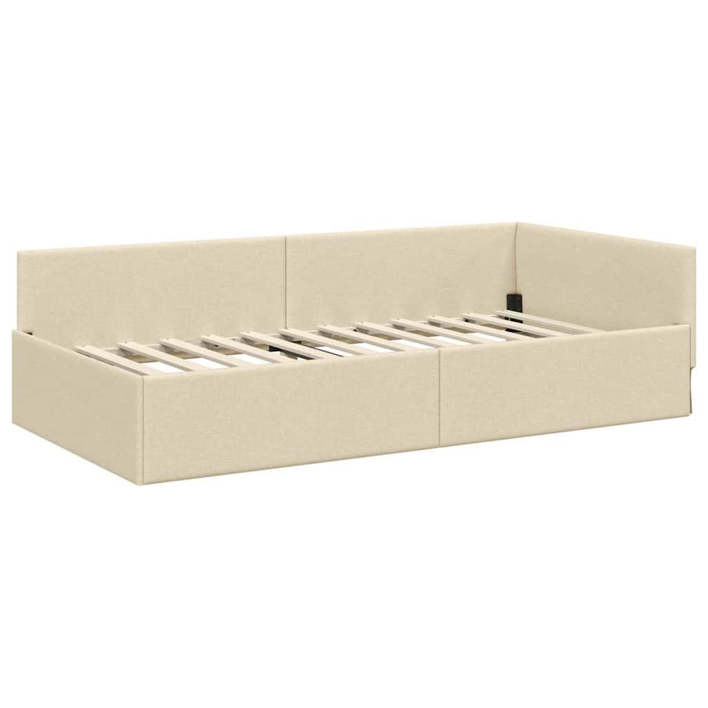 vidaXL Bett Eckbettgestell mit Kopfteil Creme 80 cm x 200 cm Samt (1-tlg) günstig online kaufen