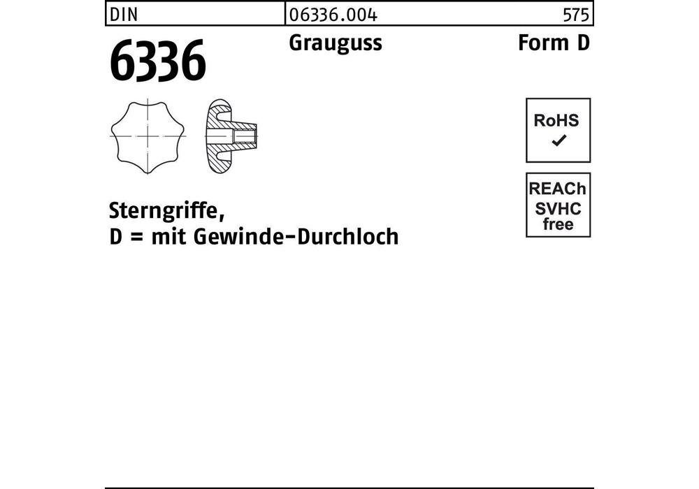 Griff Sterngriff DIN 6336 Form D D 63 M 12 Grauguss