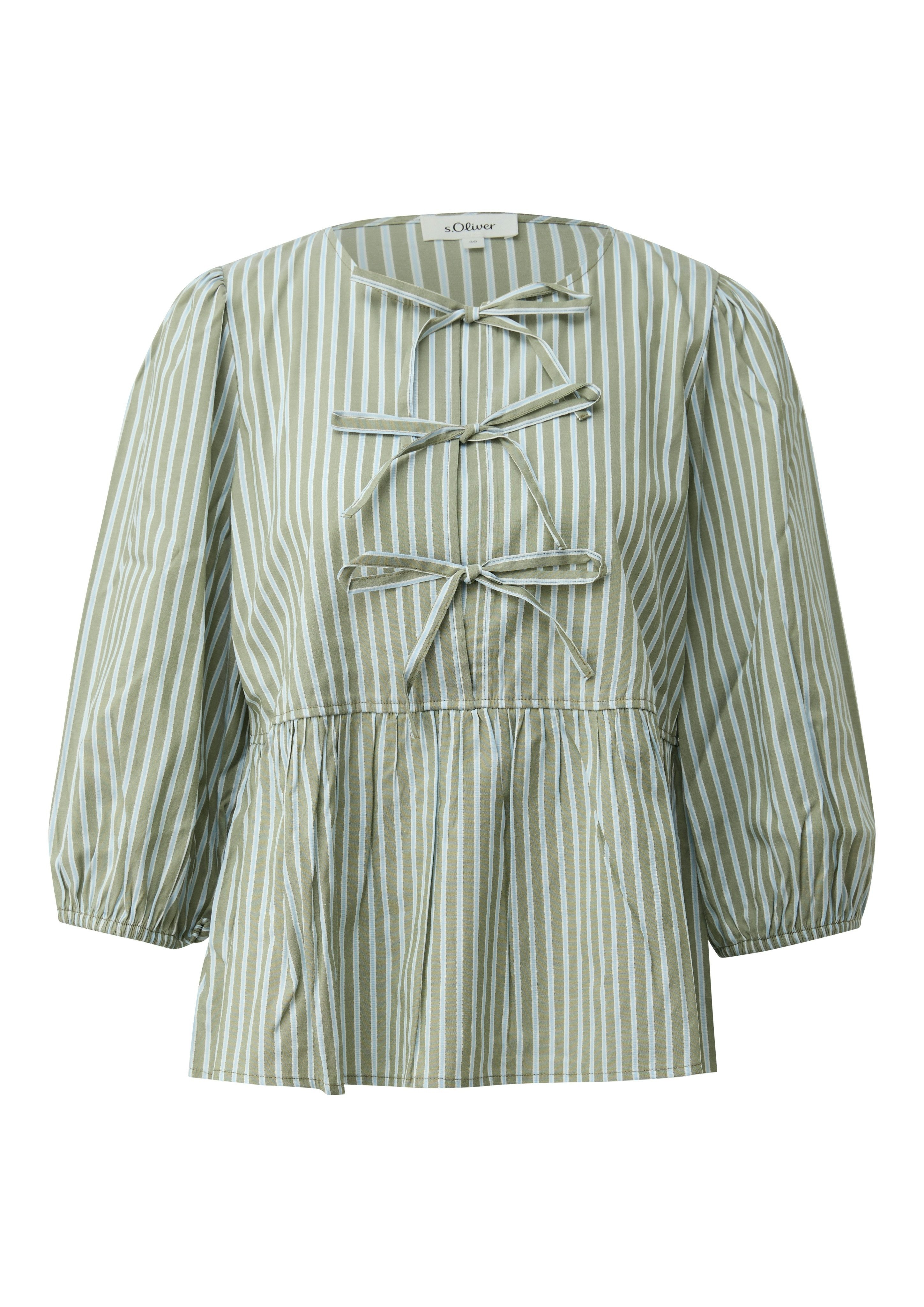 s.Oliver Schlupfbluse 3/4-Arm-Bluse im Streifen-Look und mit Schleifen