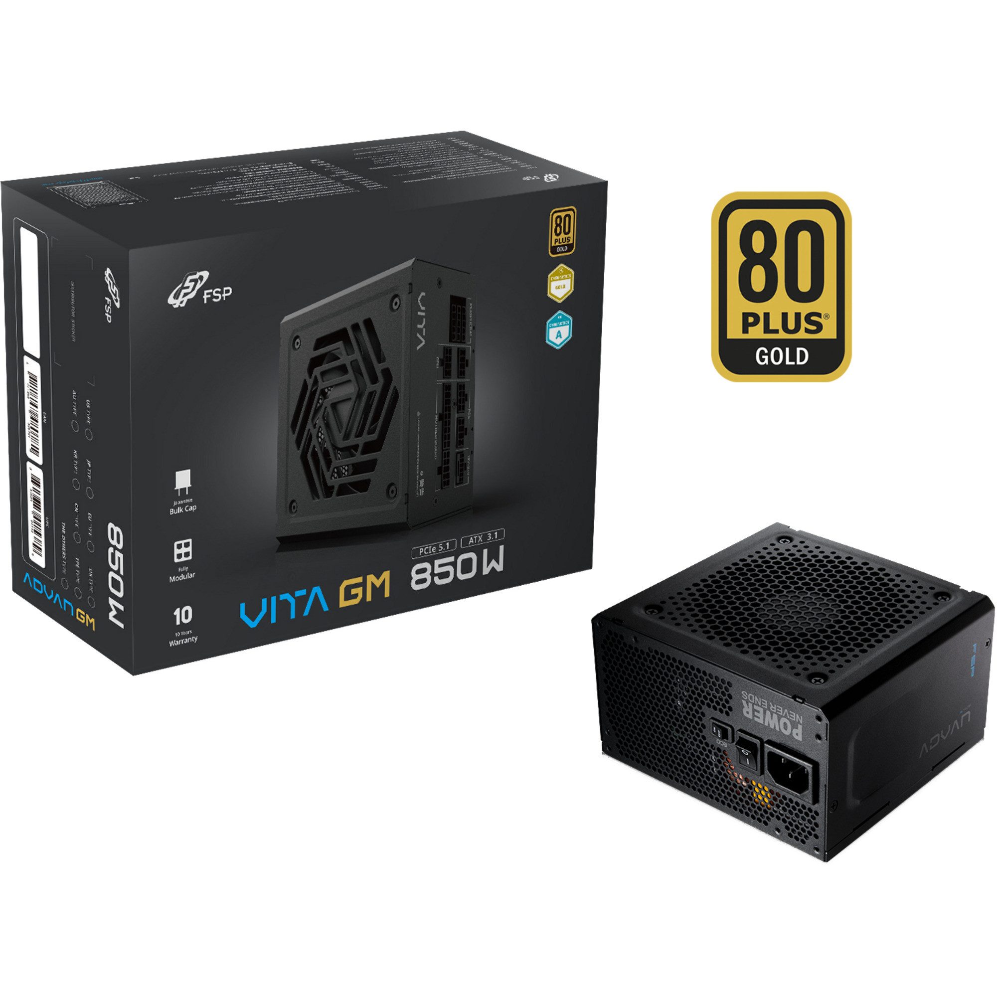 Fortron FSP ADVAN GM 850W, PC-Netzteil, (1x 12-Pin High PC-Netzteil (80 PLUS Gold)