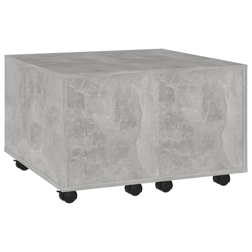 furnicato Couchtisch Ausziehbarer 60x60x38 cm in Betongrau aus Holzwerkstoff (1-St), Wohnzimmertisch mit Rollen, Innenfach und beidseitigem Auszug