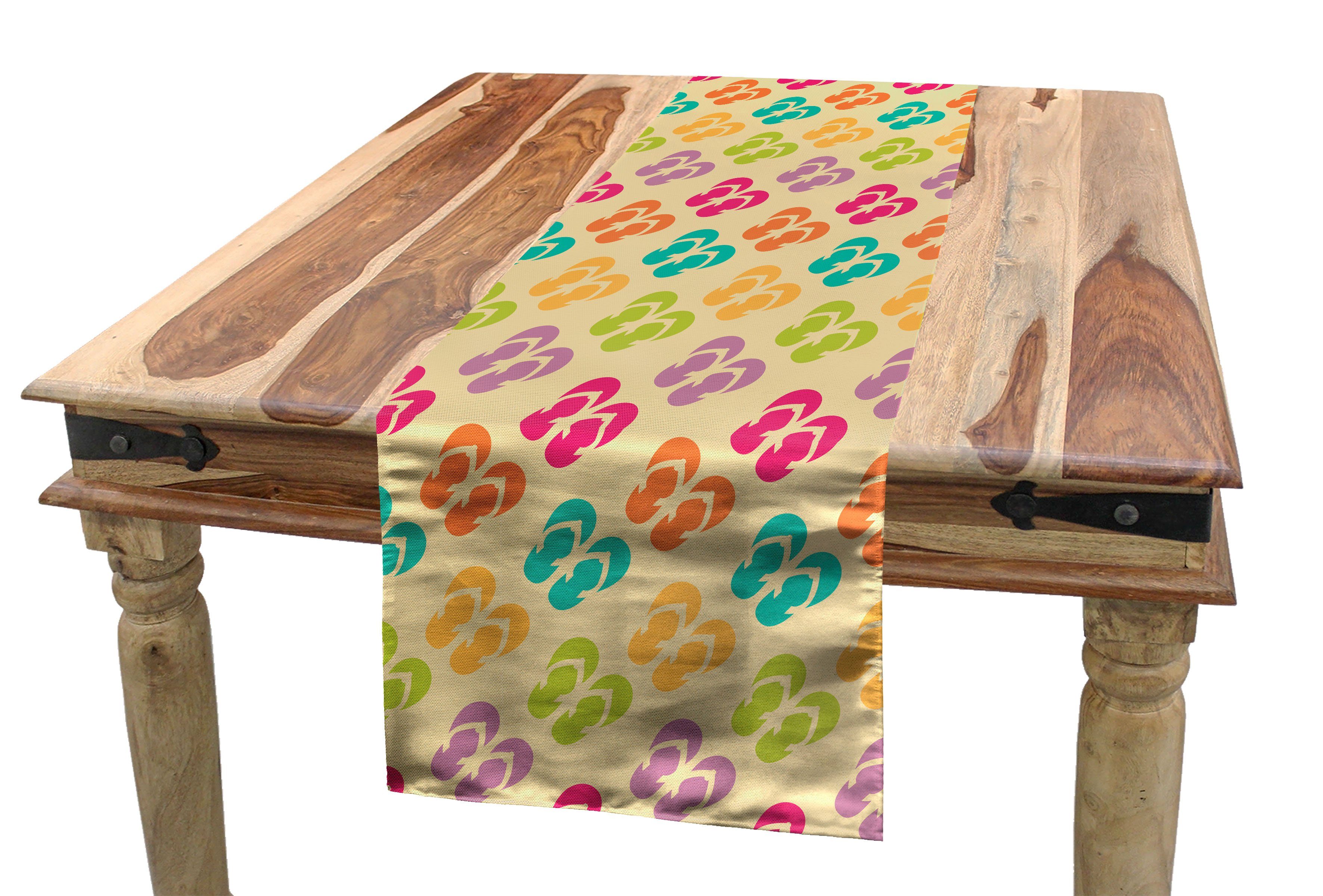 Abakuhaus Tischläufer Esszimmer Küche Rechteckiger Dekorativer Tischläufer, Flip Flops wiederholendes Muster