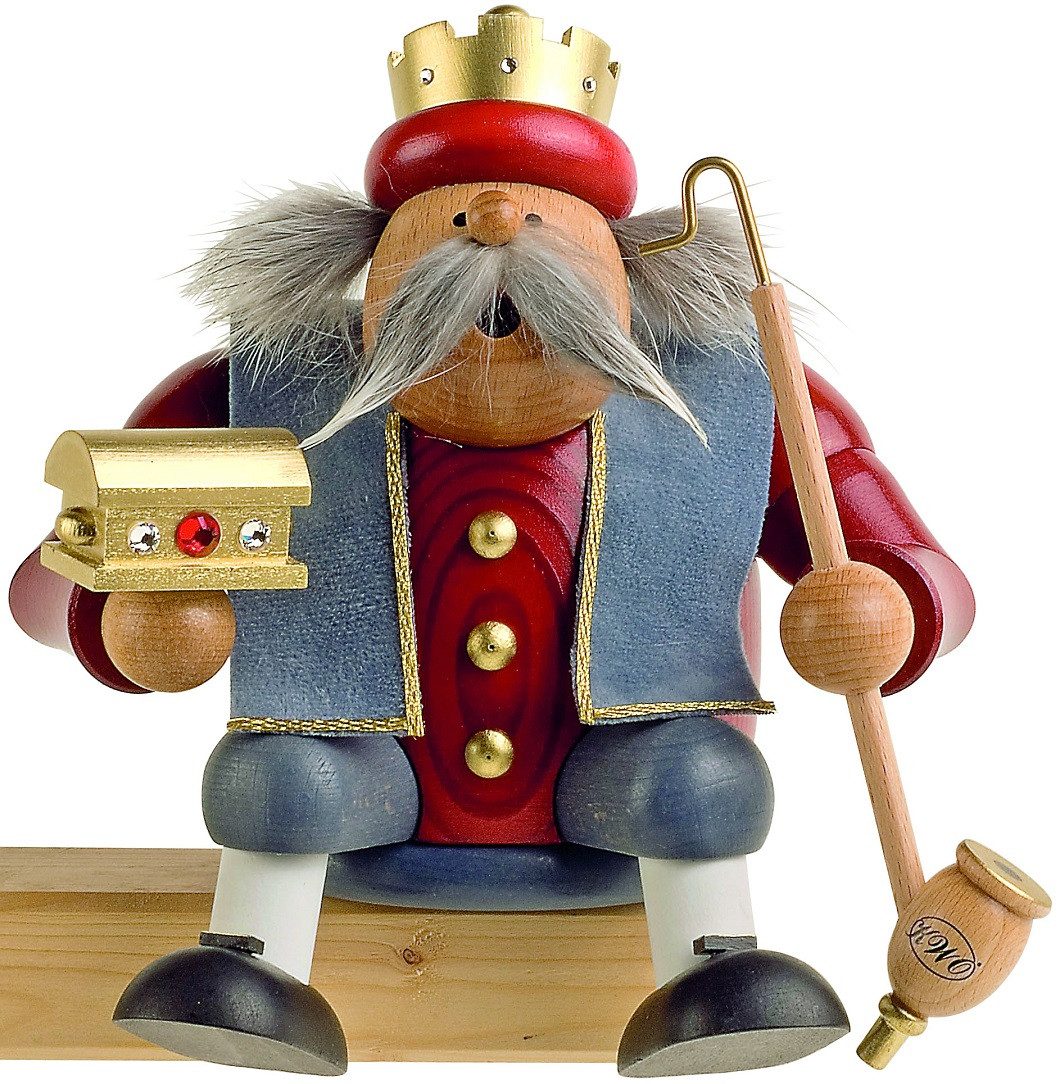 KWO Kunstgewerbe Werkstätten Räuchermännchen KWO Räuchermann Kantenhocker Caspar, (1 St), Handarbeit aus dem Erzgebirge