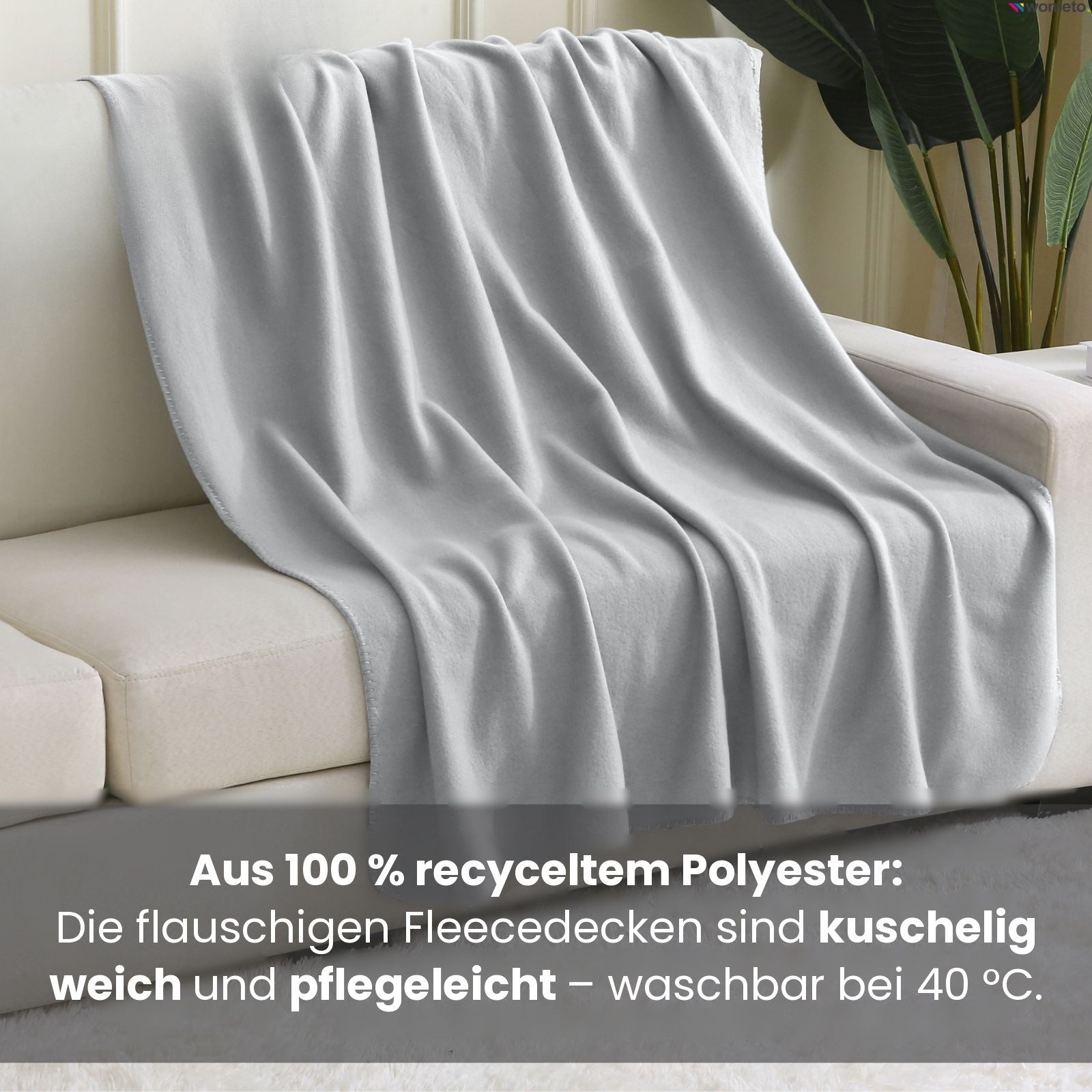 Wohndecke eco-line Fleecedecke ca. 130x160, wometo, OEKO-TEX®, 100% recyceltes Material, Antipilling – Bild 3 von 5