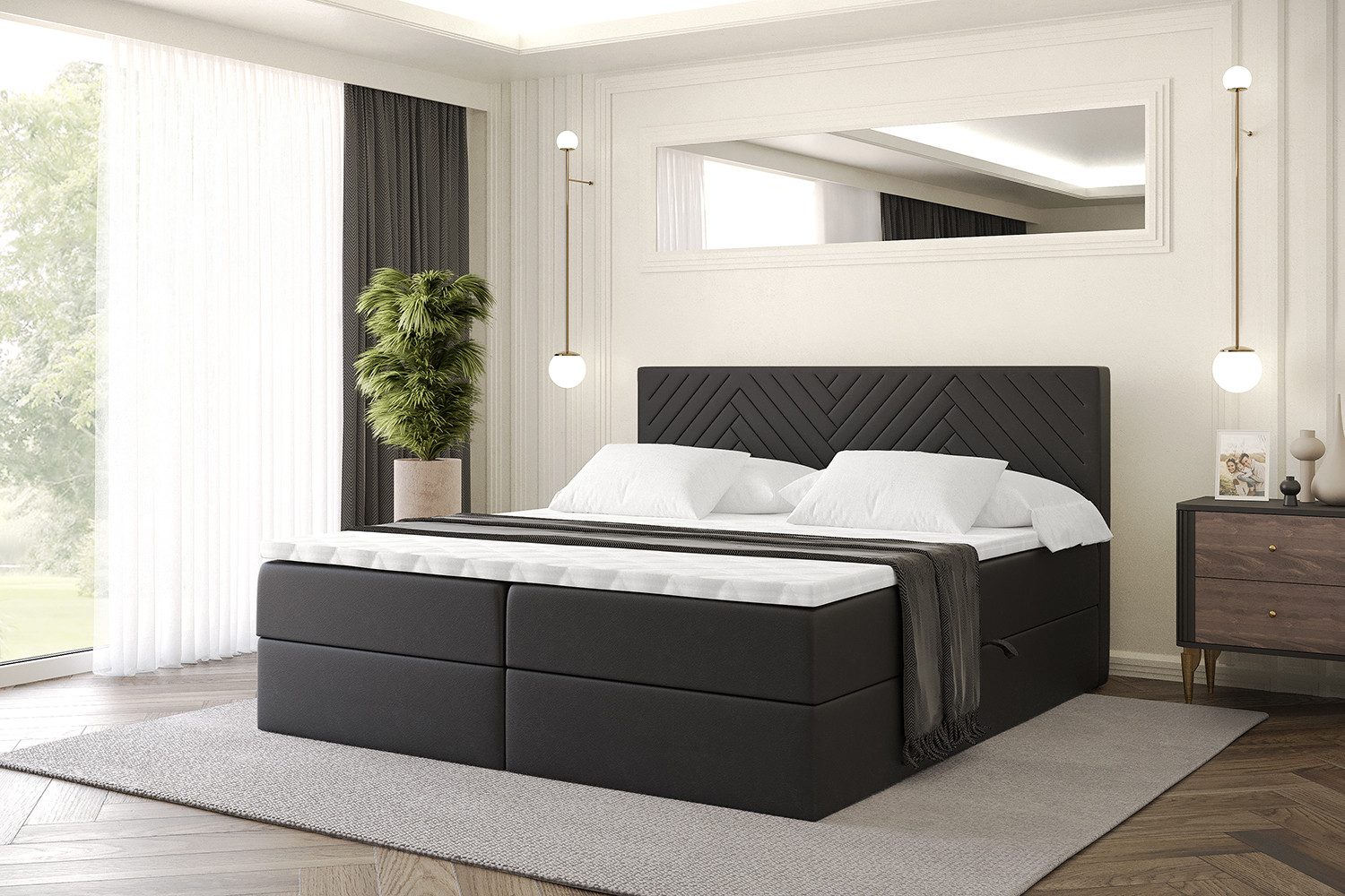 ALTDECOR Boxbett VEXA (Multipocket-Matratze H4, H3 Matratze Bonellfederung, Topper, Kopfteil)