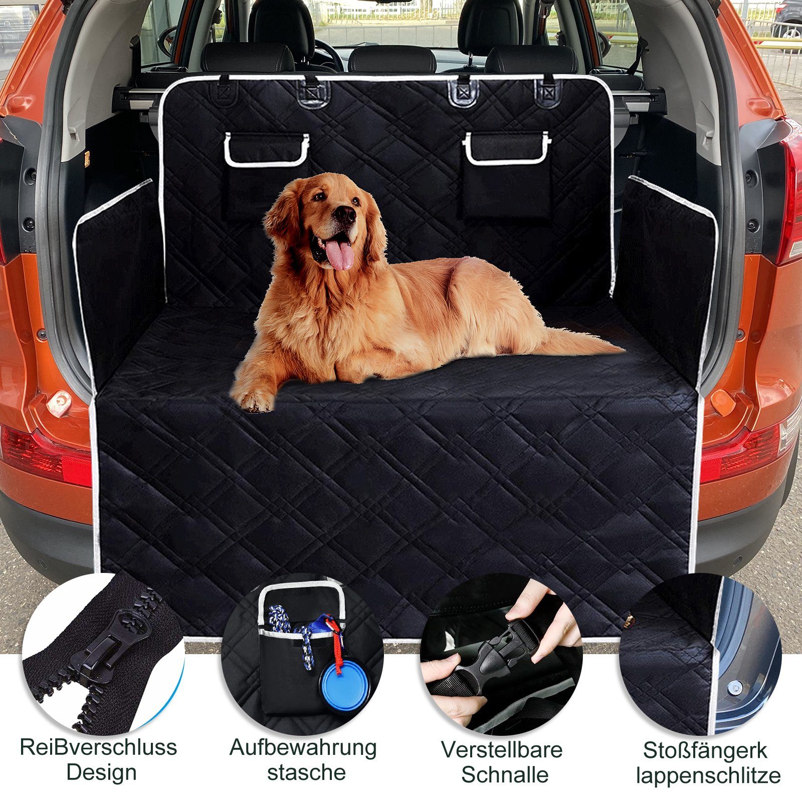 CALIYO Tierbett Wasserdicht Autoschondecken-Kofferraumschutz für Hunde,  Oxford-Gewebe, PVC, Baumwolle und Polyester, für Hunde Kofferraum Hundedecke,  für Auto, Kombi, Van & SUV