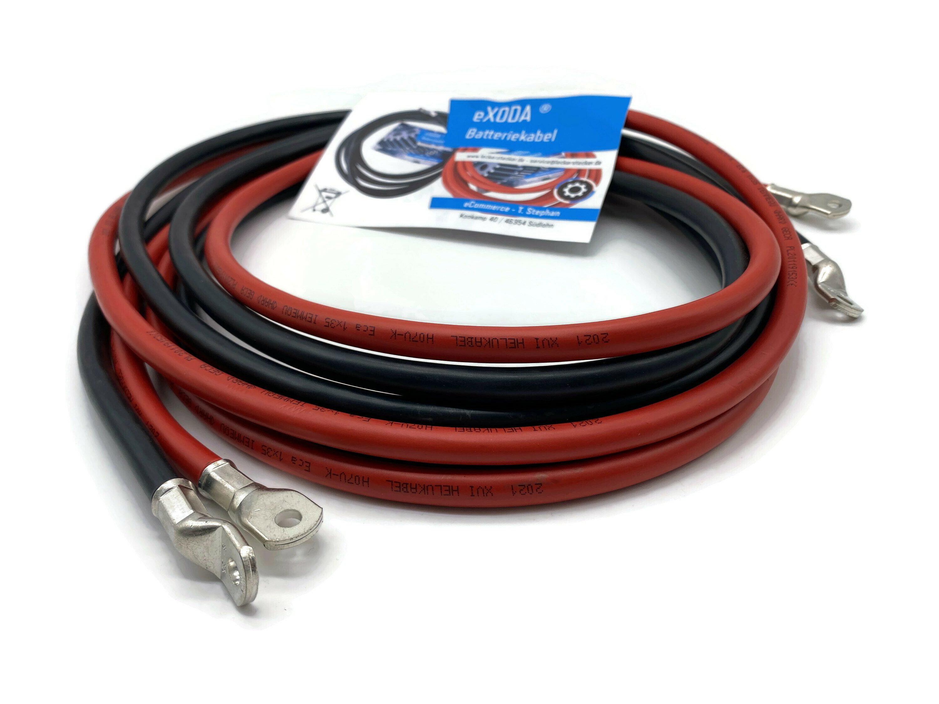 eXODA 35 mm2 M6 M6 Batteriekabel, Rot und Schwarz, (300 cm), 99% Kupfer