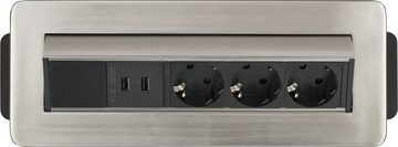 Brennenstuhl Indesk Power USB-Charger Steckdosenleiste 3-fach (Kabellänge 2 m), mit 2 USB Ladebuchsen