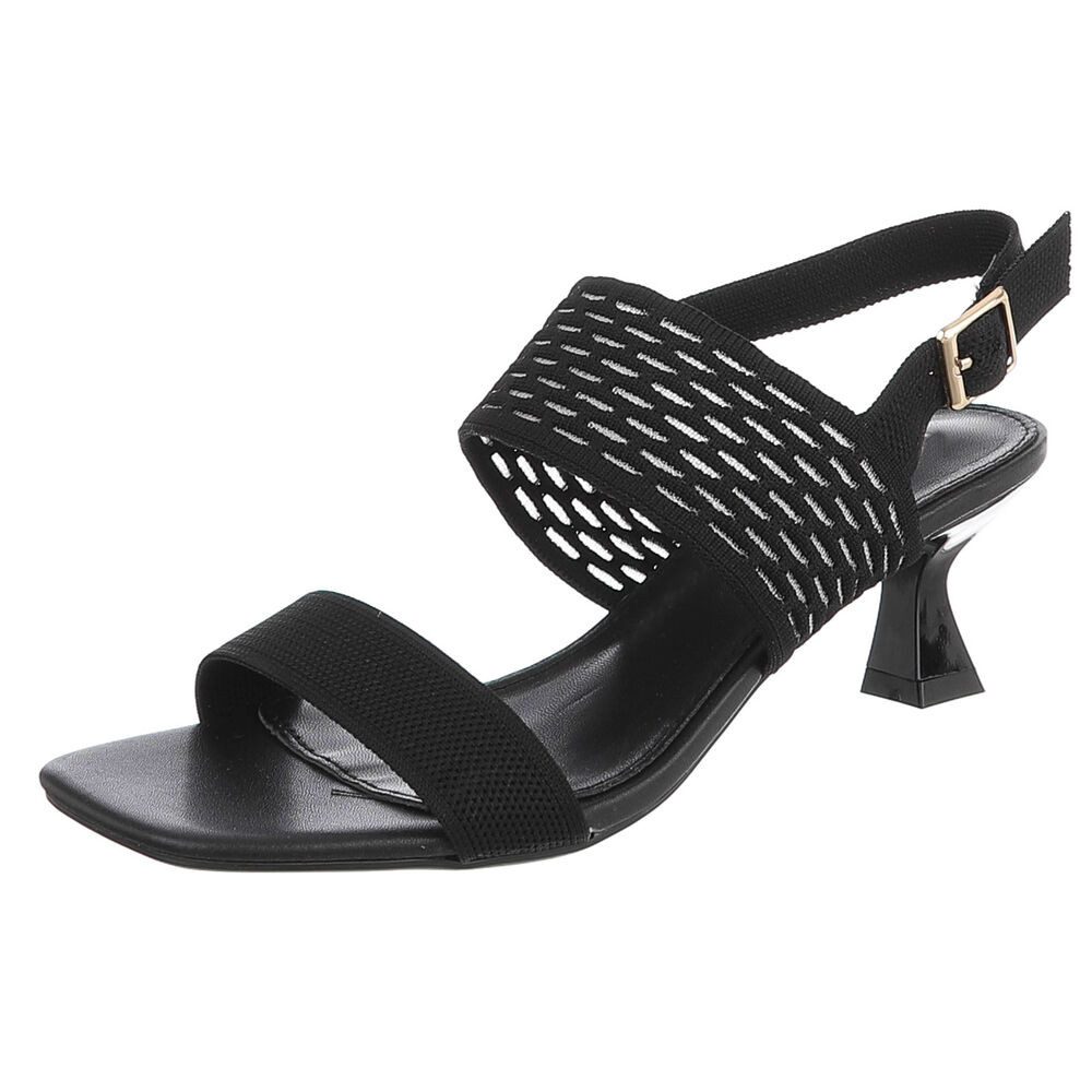 Ital-Design Damen Sandale mit Absatz und Fersenriemen Sandalette (91742692) Pfennig-/Stilettoabsatz Sandalen & Sandaletten in Schwarz