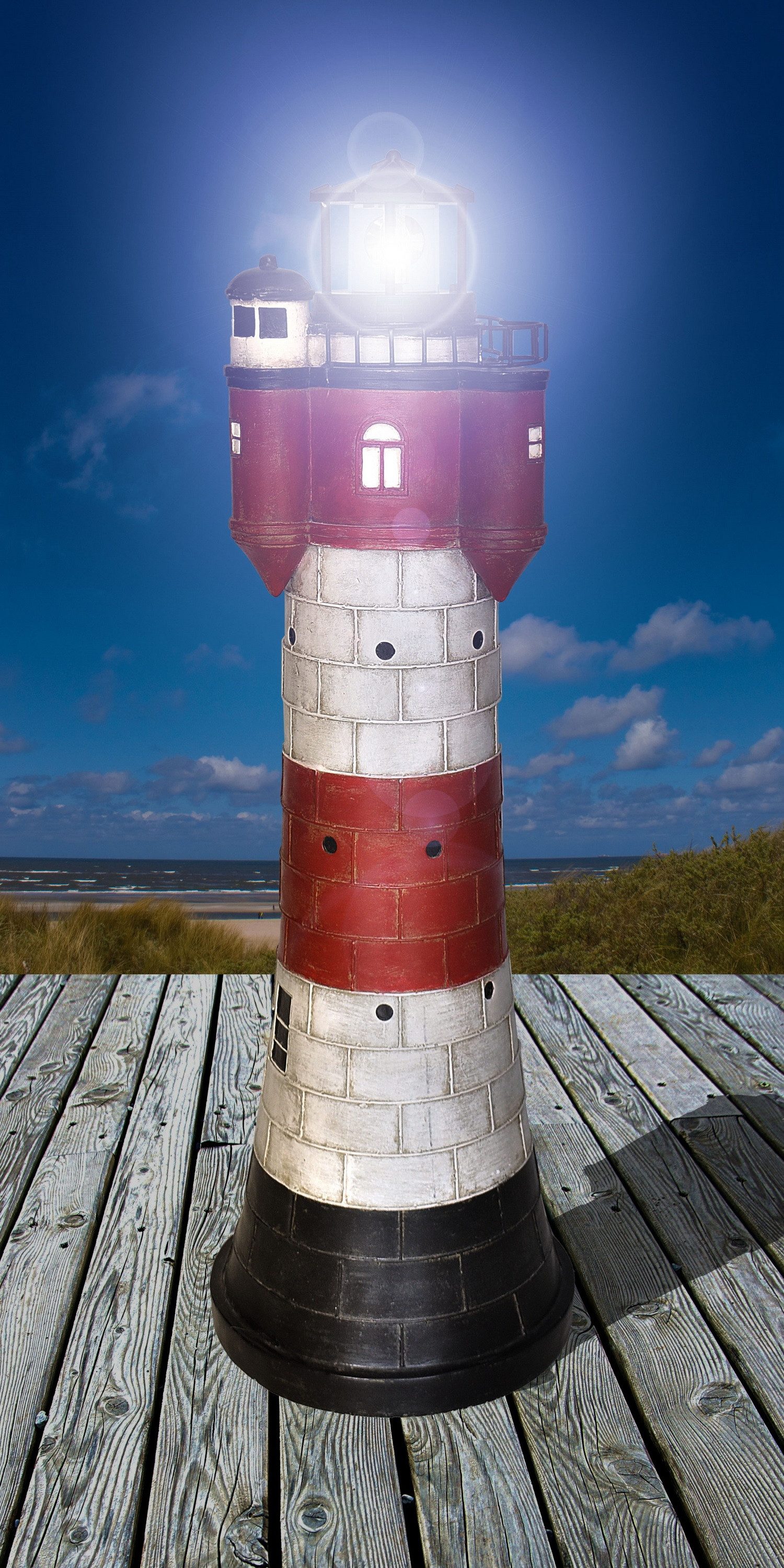 Jürgen Westerholt GmbH LED Dekoobjekt Solar-Leuchtturm ROTER SAND Dekoleuch günstig online kaufen