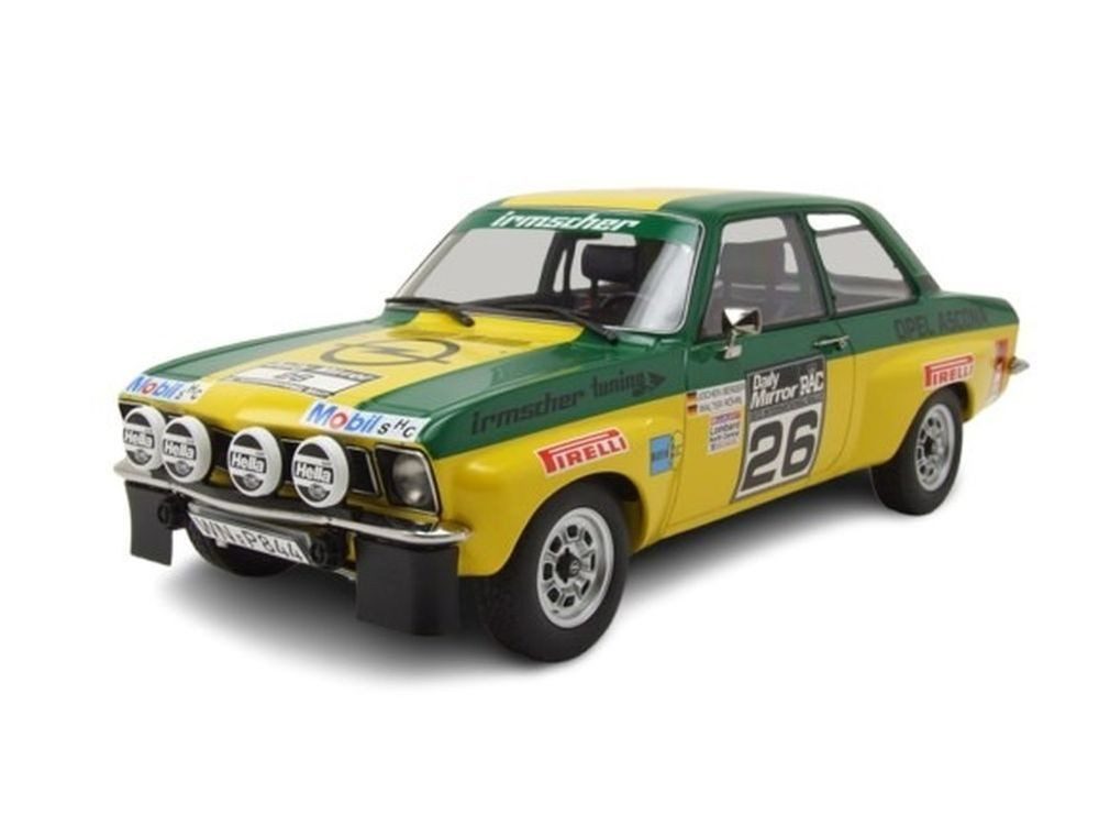 MCG Modellauto Opel Ascona A #26 RAC Rallye 1973 gelb Röhrl Berger, Maßstab 1:18