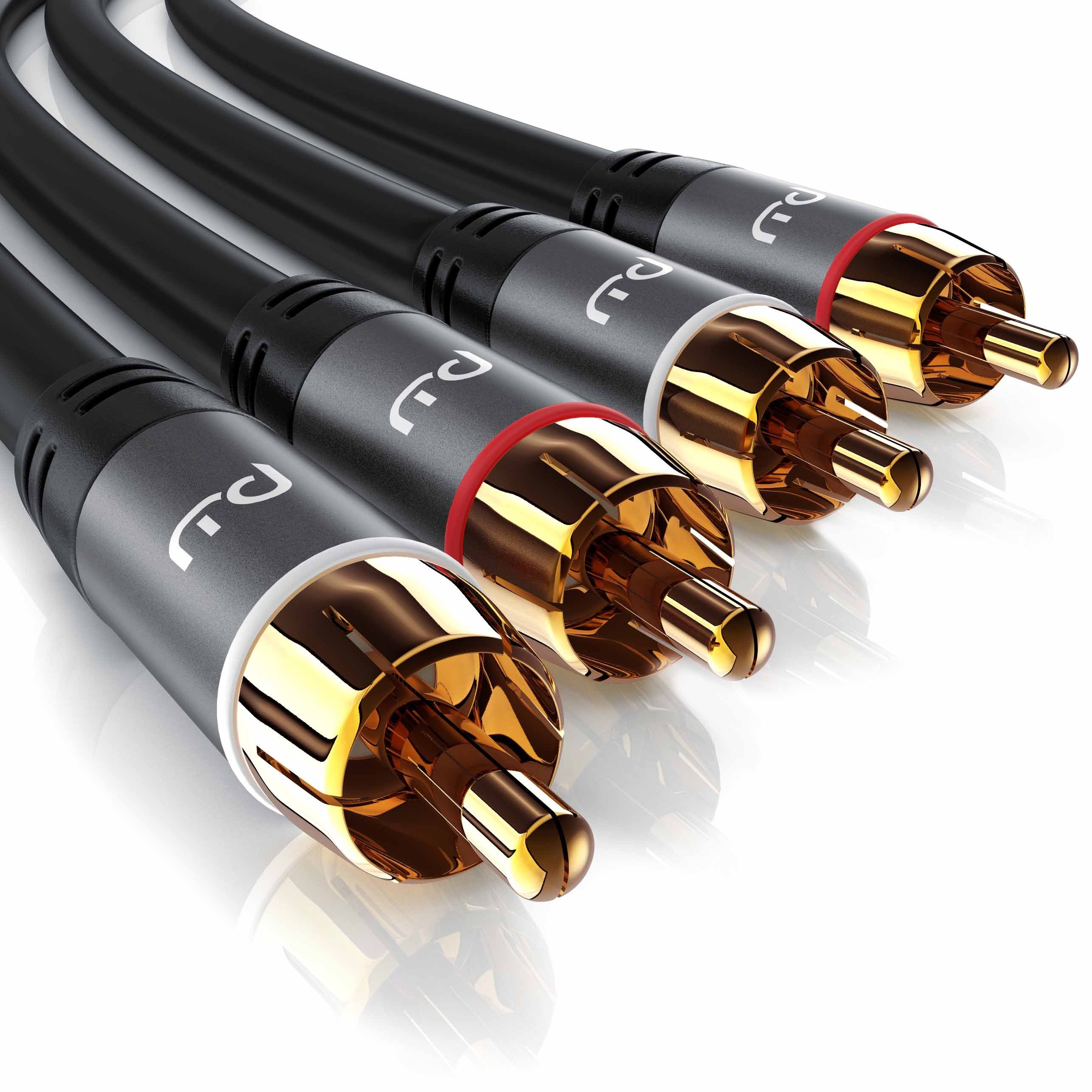 Primewire Subwoofer-Cinch Audio-Kabel mehrfach geschirmt - 2m Audio-Kabel, Cinch, RCA (200 cm), für Subwoofer, Verstärker, AV-Receiver, satter und präziser Bass