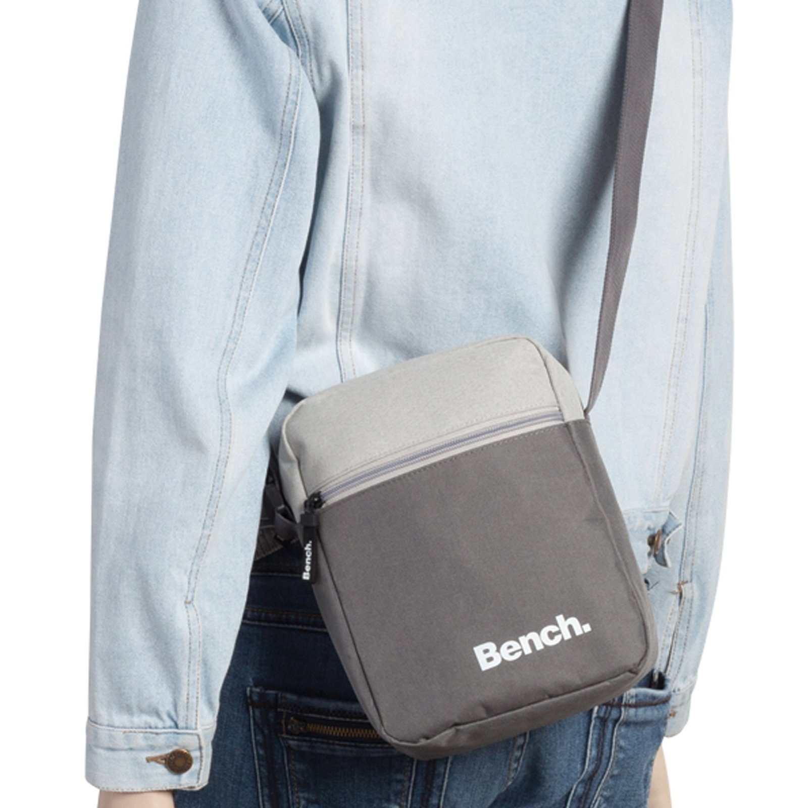 Bench. Schultertasche Bench stylische Cross Body Polyester (Umhängetasche), Unisex Polyester Umhängetasche, grau ca. 17cm