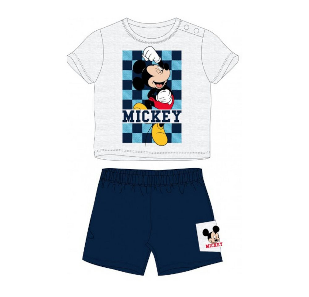 Disney Mickey Mouse Shirt & Hose Baby-Bekleidungs-Set 'Fröhliche Mickey Mouse', Kurzarmshirt & kurze (Set, 2-tlg)