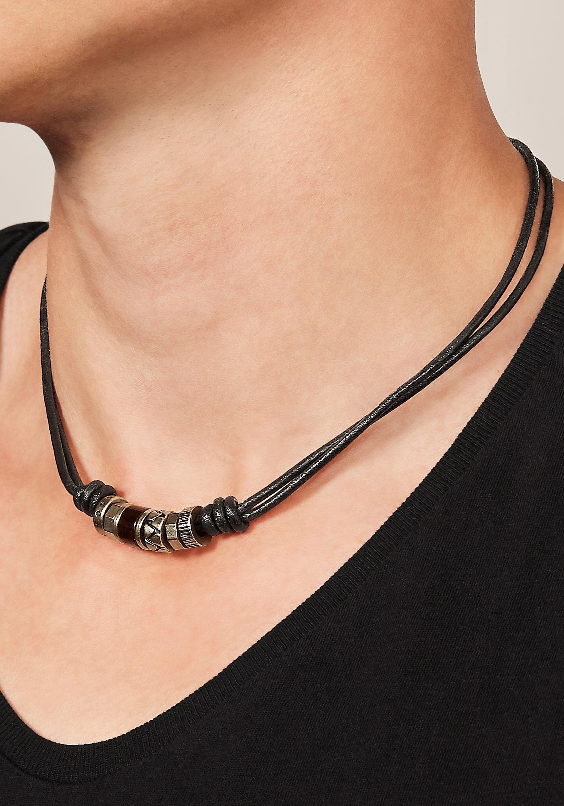 Fossil Kette mit Anhänger Schmuck Geschenk Edelstahl Leder Halsschmuck. Reduzierter Preis € 39,99. Unverbindliche Preisempfehlung € 59,00