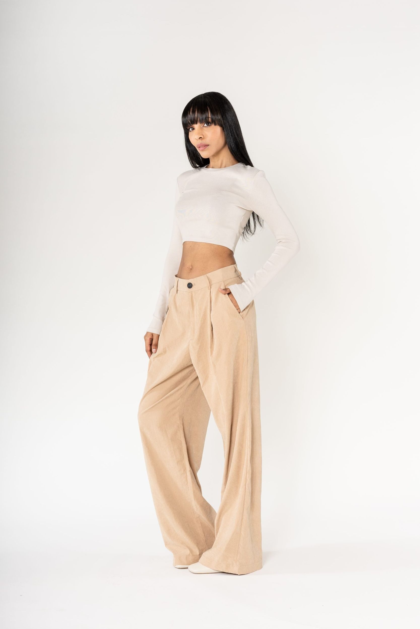Nina Carter Stoffhose Weites Design Samt günstig online kaufen