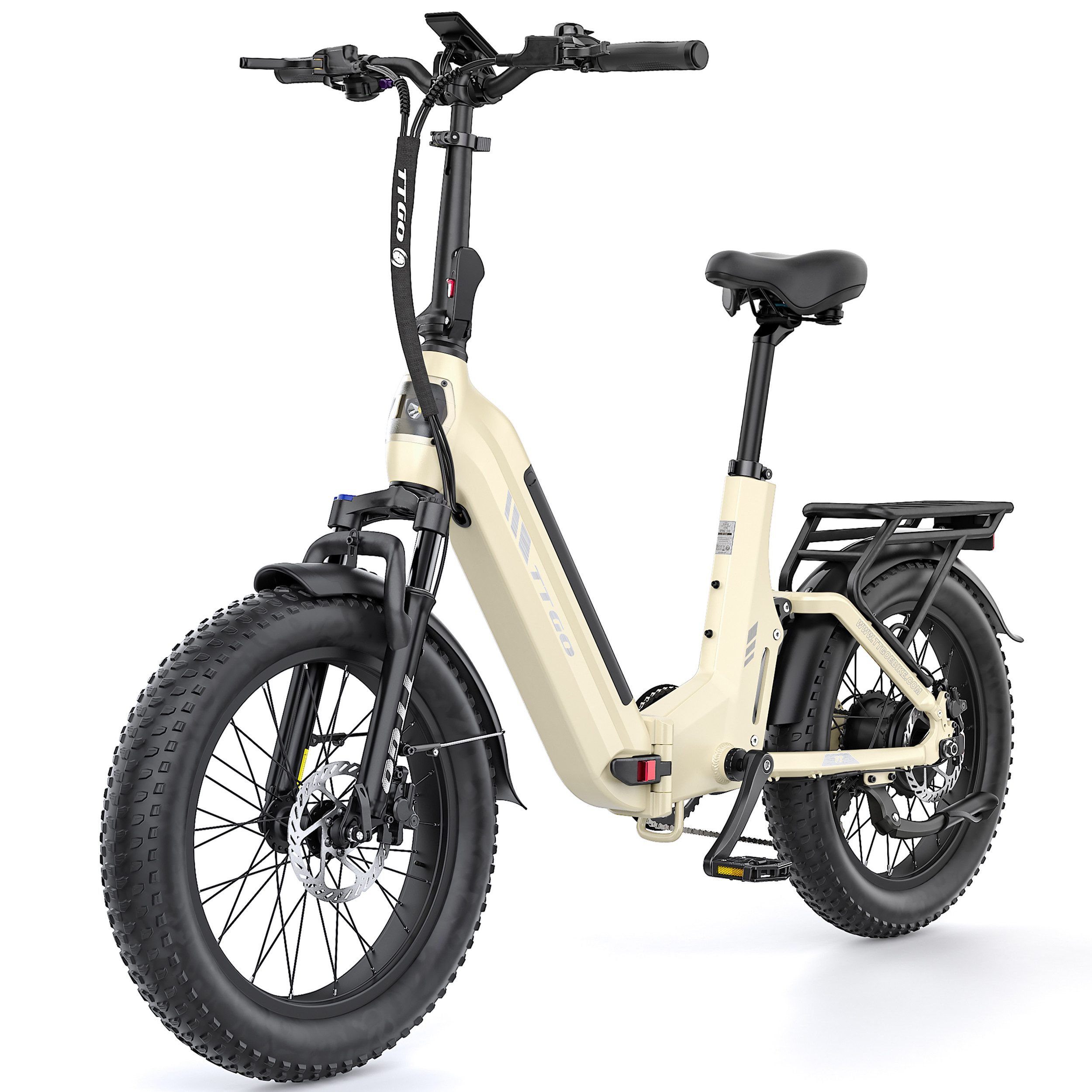 TTGO E-Bike Klapprad 20 Zoll, Vollfederung, 70Nm, Drehmomentsensor, Lockout-Federgabel, 7 Gang SHIMANO, Kettenschaltung, Heckmotor, 720 Wh, (Softtail, hydr. Scheibenbremse, mit Bremslicht), F7, Fully, 100-120km, max.150kg, Elektrofahrrad für Damen Herren