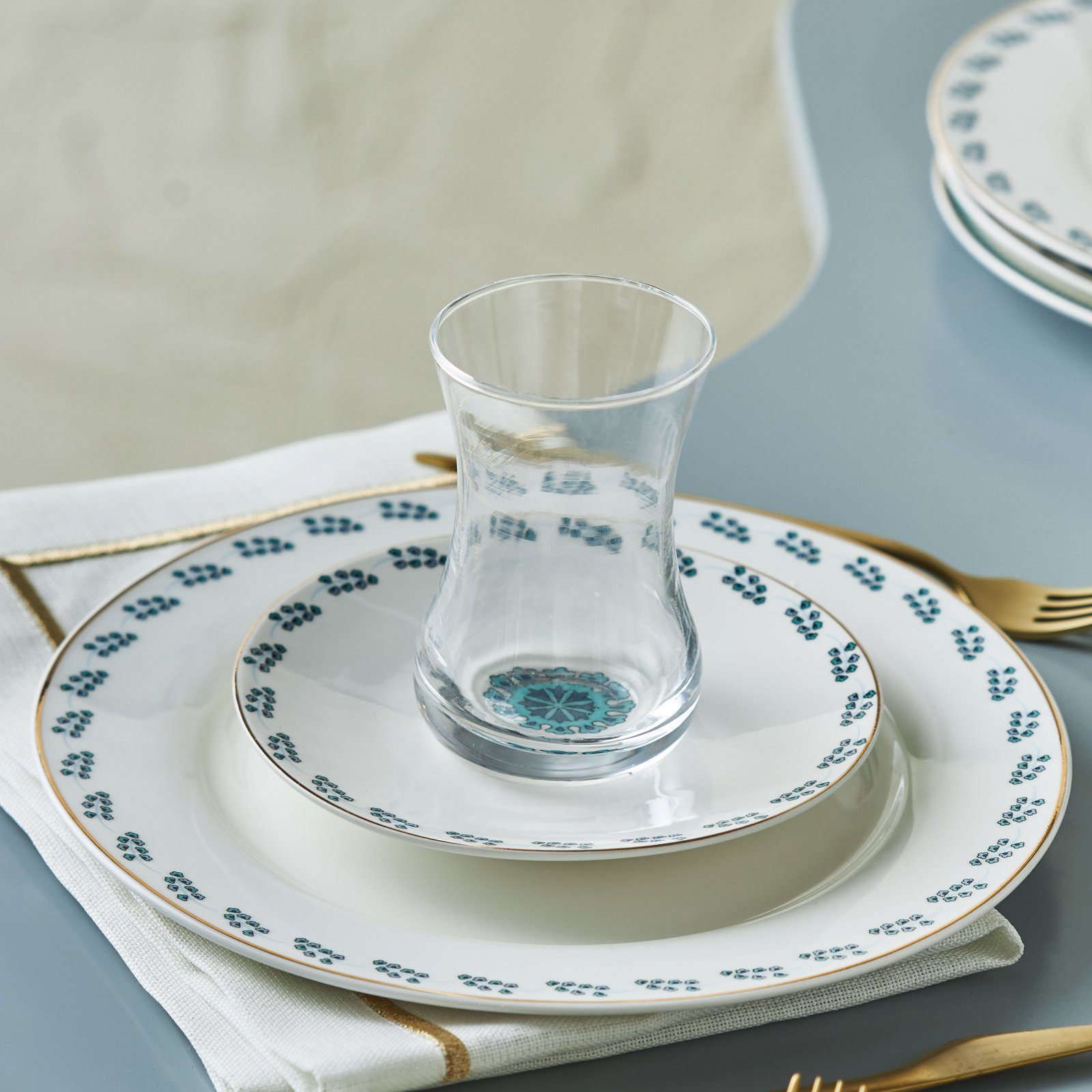Kuchenteller İznik Dessert Set für 6 Personen, 18-teilig - Elegantes Geschir Set