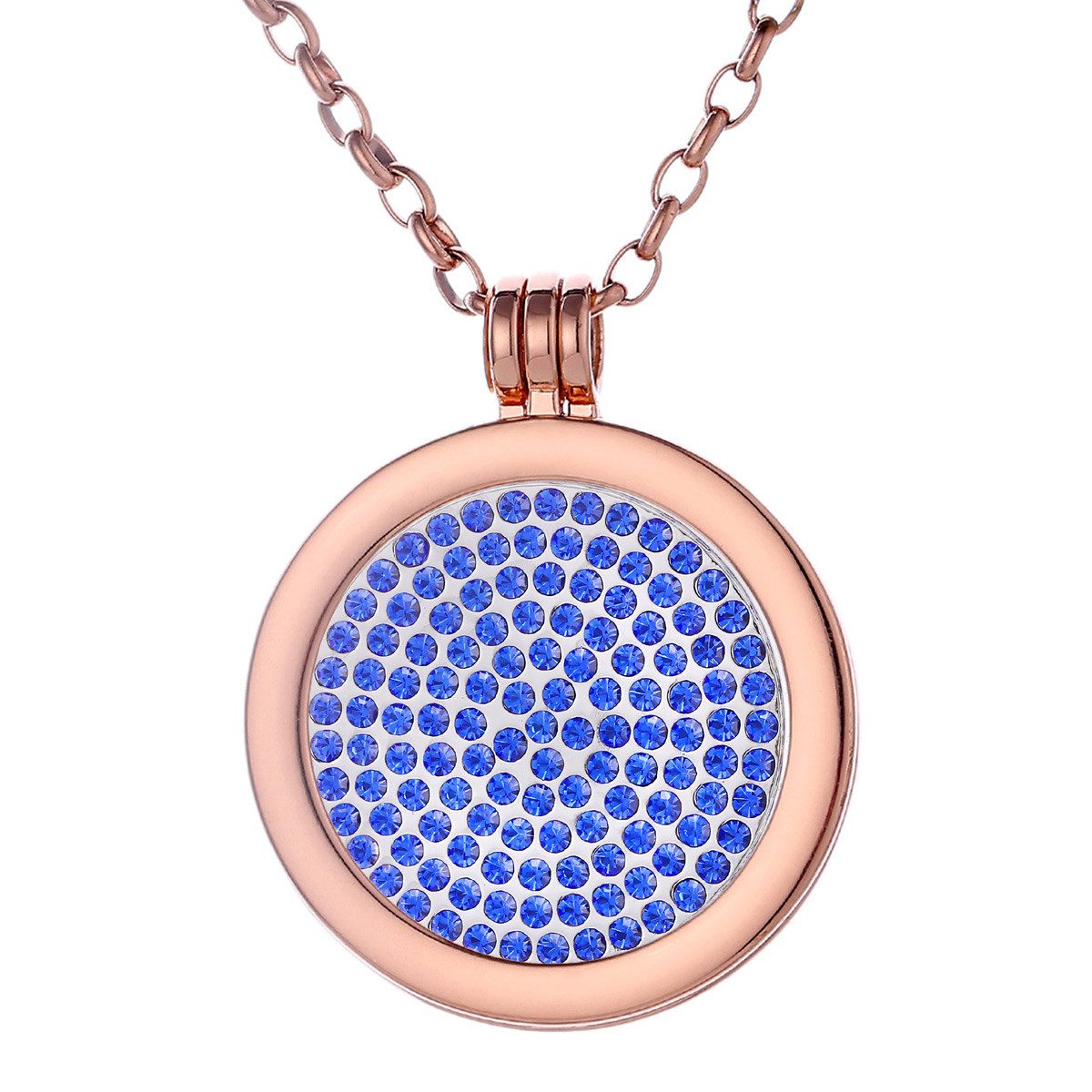 Kette mit Anhänger Halskette 70 cm roségold mit Coin Amulett 33 mm