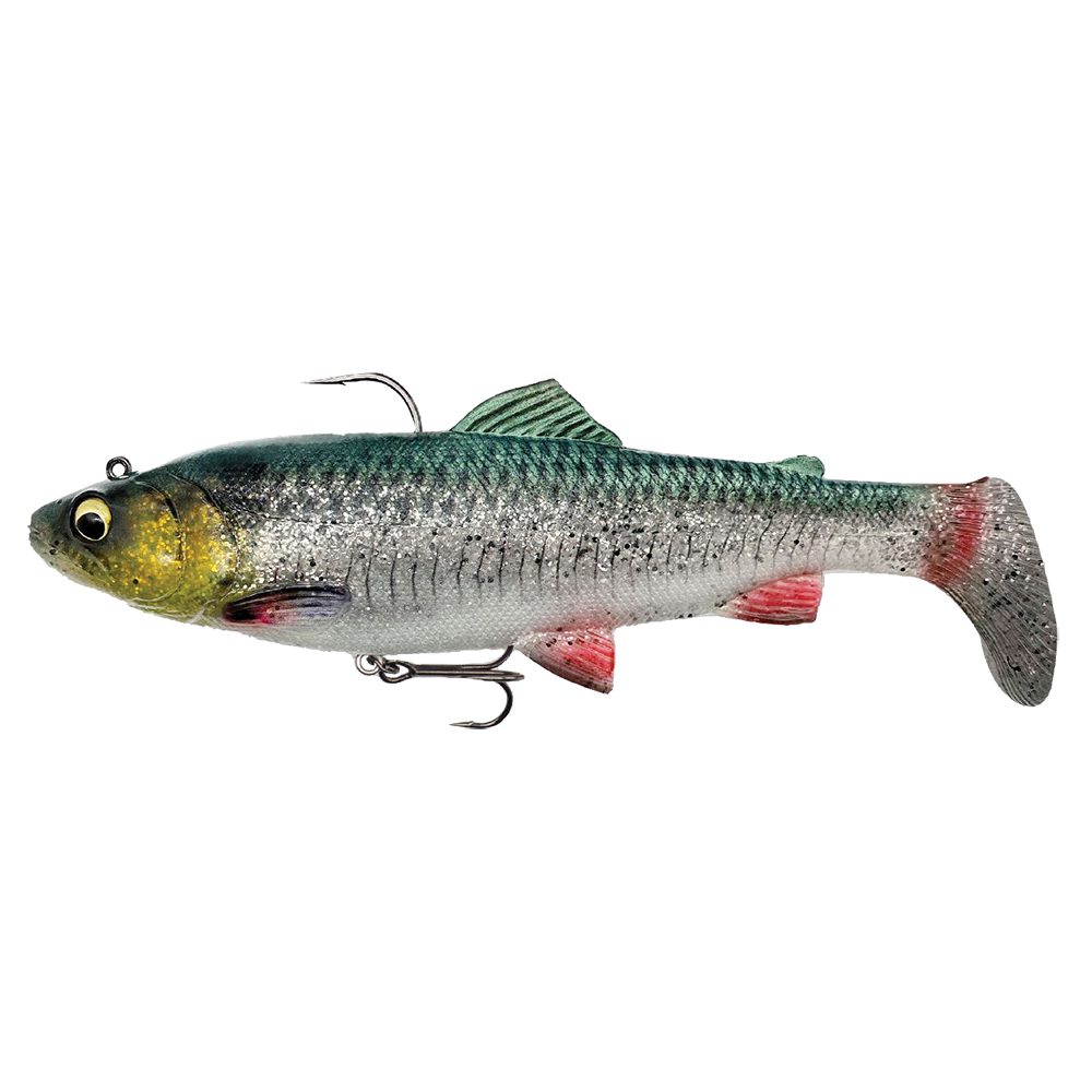 Hecht Savage 4D Forellen SINKING Green Rattle Gear Trout Gummifisch Kunstköder 120g Silver 20,5cm Shad