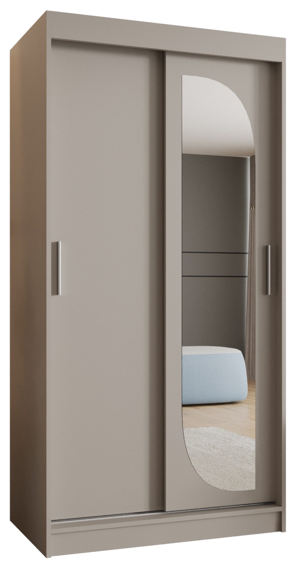 MOEBLO Schwebetürenschrank CYLIO (mit Spiegel – Moderner Kleiderschrank mit Schiebetüren, Metall-Kleiderstangen & BIMAK-System, in mehreren Farben & Größen, Sch – Bild 2 von 5