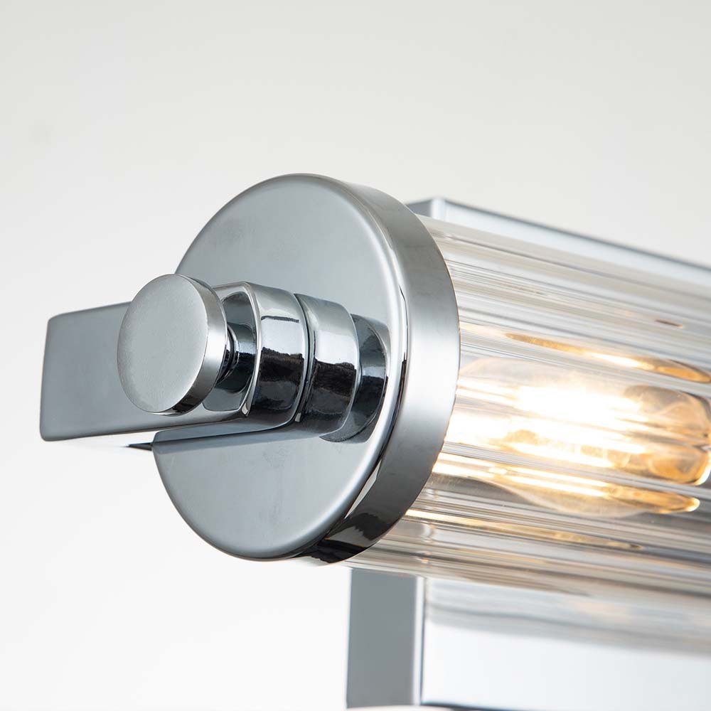 Elstead LIGHTING Wandleuchte, Leuchtmittel nicht inklusive, Wandlampe Wandleuchte Badezimmerlampe chrom Feuchtraum Glas IP44 H