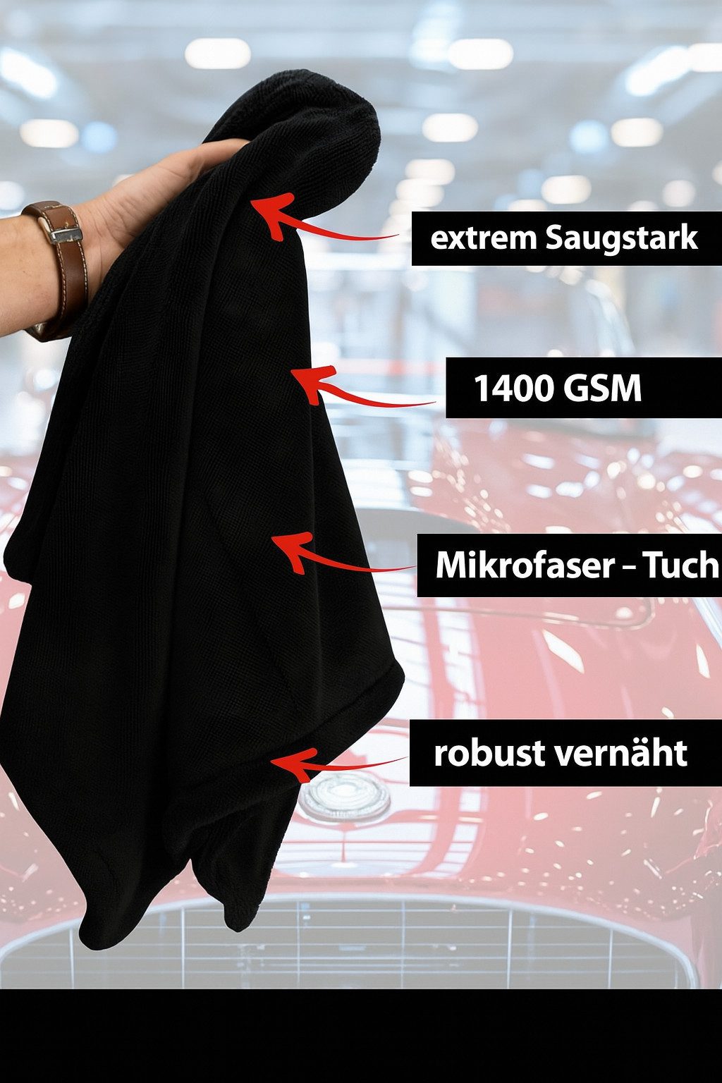 Kemes Mikrofasertücher Auto XXL Ultra saugstark mit 1400 GSM Trockentuch Mikrofasertuch (50x80 cm, 1-tlg., Extrem Saugstark 5-Fache) – Bild 4 von 5