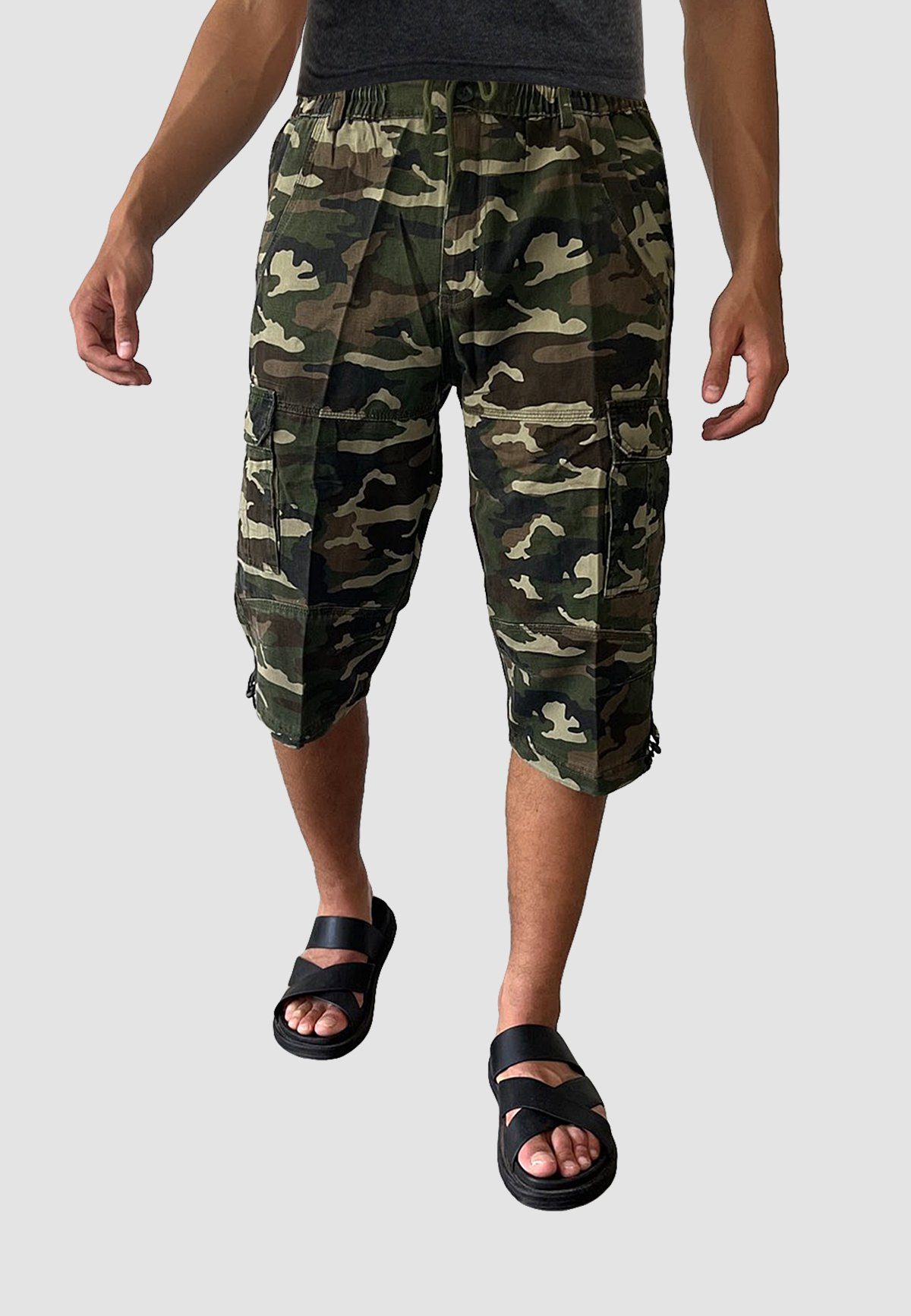 YSROMA Cargoshorts Cargo Shorts Kurze Freizeit Bermuda Hose Tarnoptik 5801 in Grün