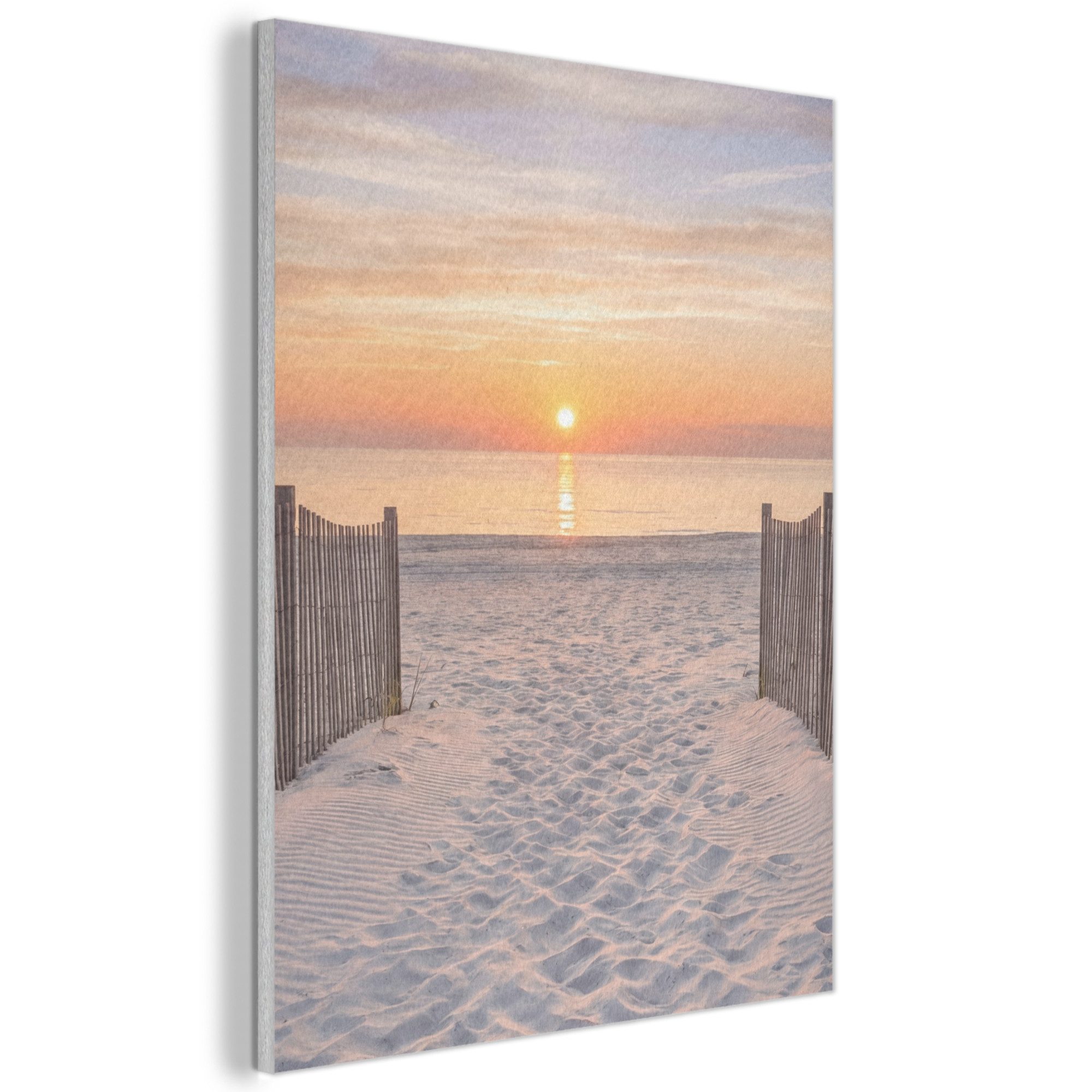 MuchoWow Gemälde Sonnenuntergang - Strand - Sand, Fotodruck (1 St), Akustikpaneele, Wandpaneele, Schalldämmung, Akustikbilder 30x40 cm
