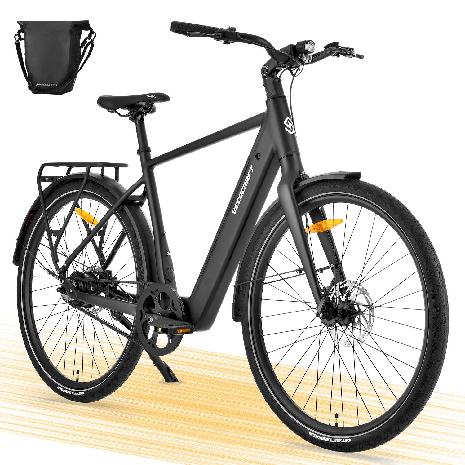 VECOCRAFT E-Bike Damen und Herren 28x2’’ 50Nm,100KM,Gates Riemenantrieb luna1.0, Heckmotor, 360 Wh, Elektrofahrrad,Pedelec,E-Citybike,36V 10AH