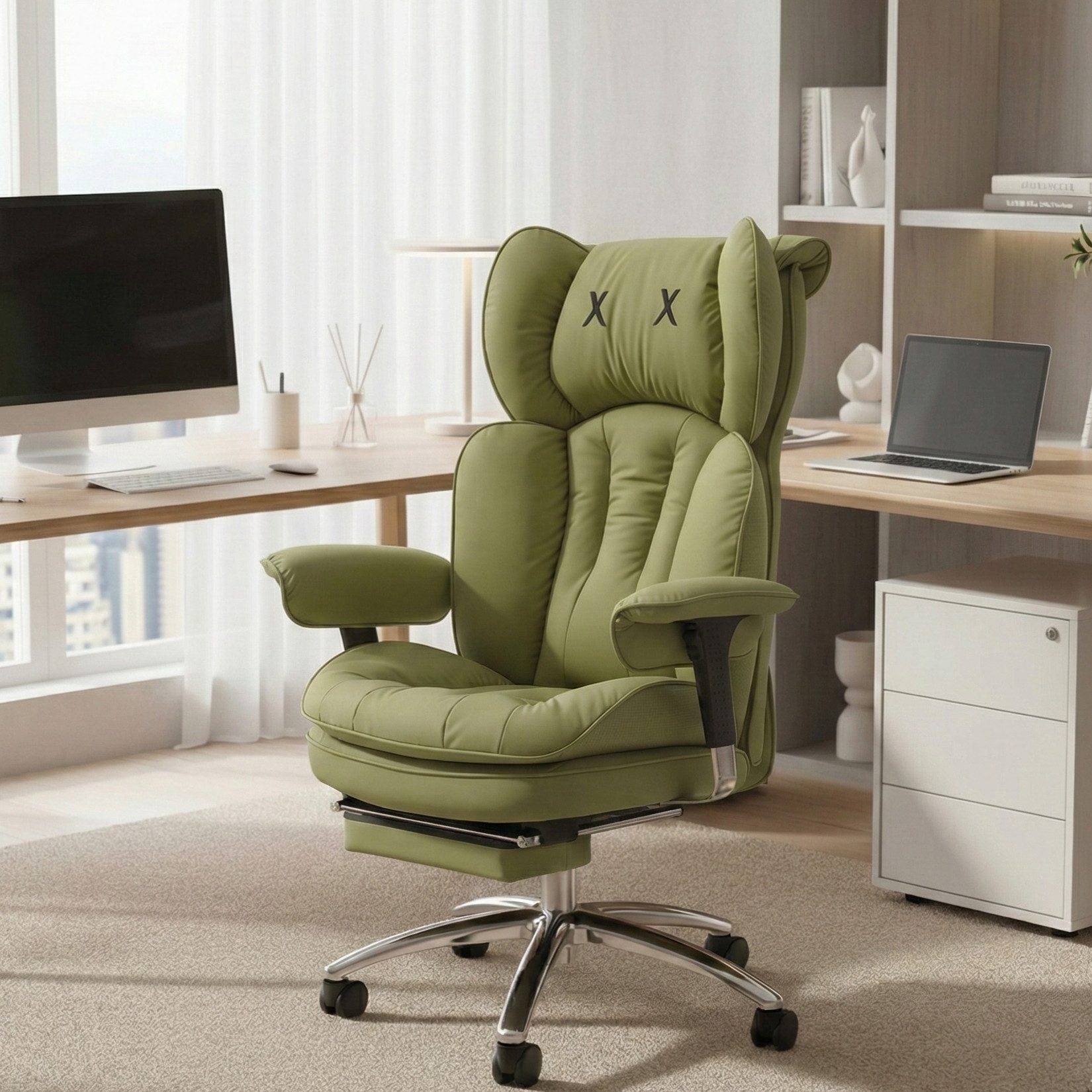 EFOMAO Bürostuhl Schreibtischstuhl, Gaming-Stuhl, Chefsessel mit Fußstütze, ergonomisch (1 St), mit 90°-135° Liegefunktion, höhenverstellbare Armlehnen – Bild 3 von 5
