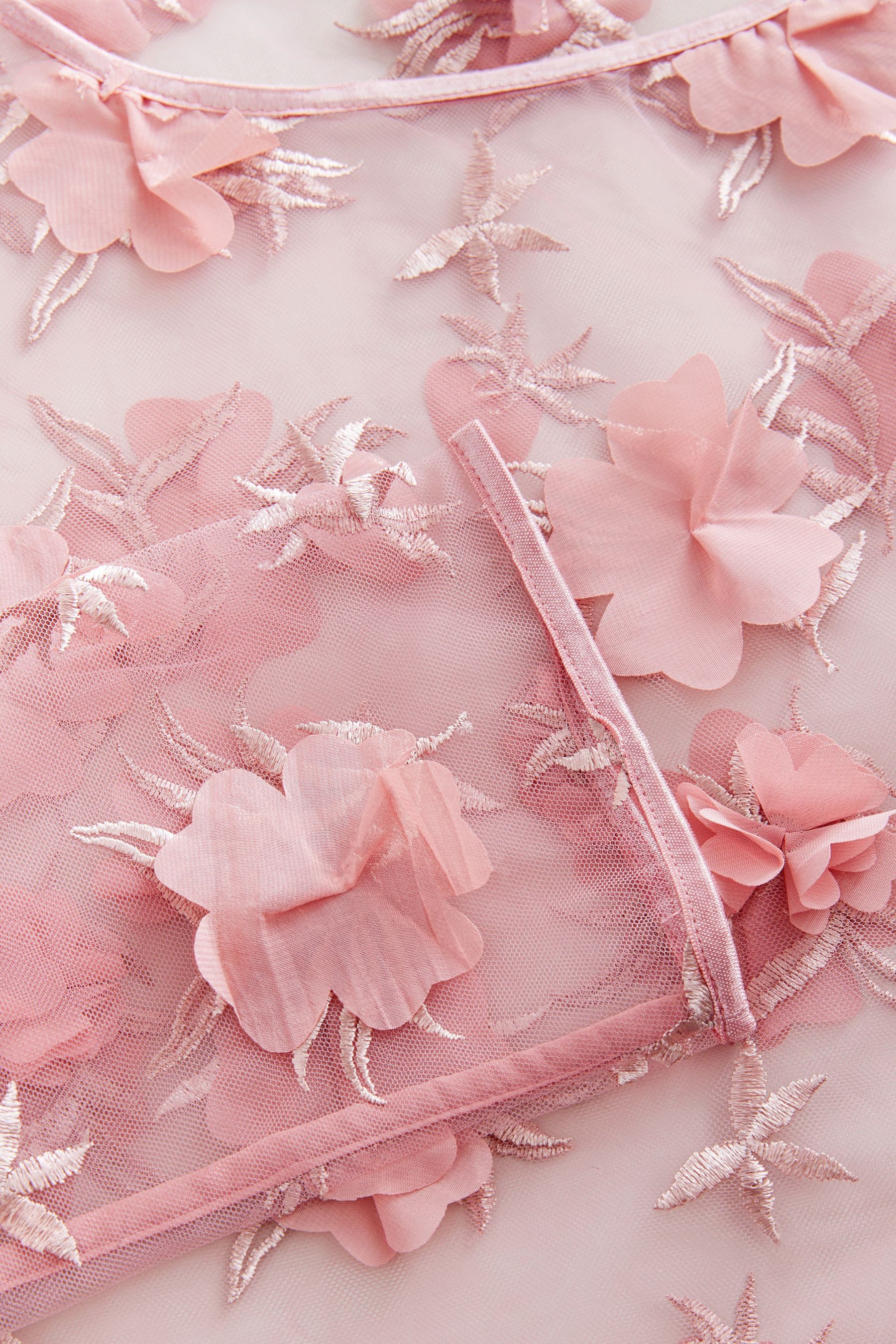 Next Langarmbluse Langarmoberteil aus Mesh mit 3D-Blume (1-tlg)