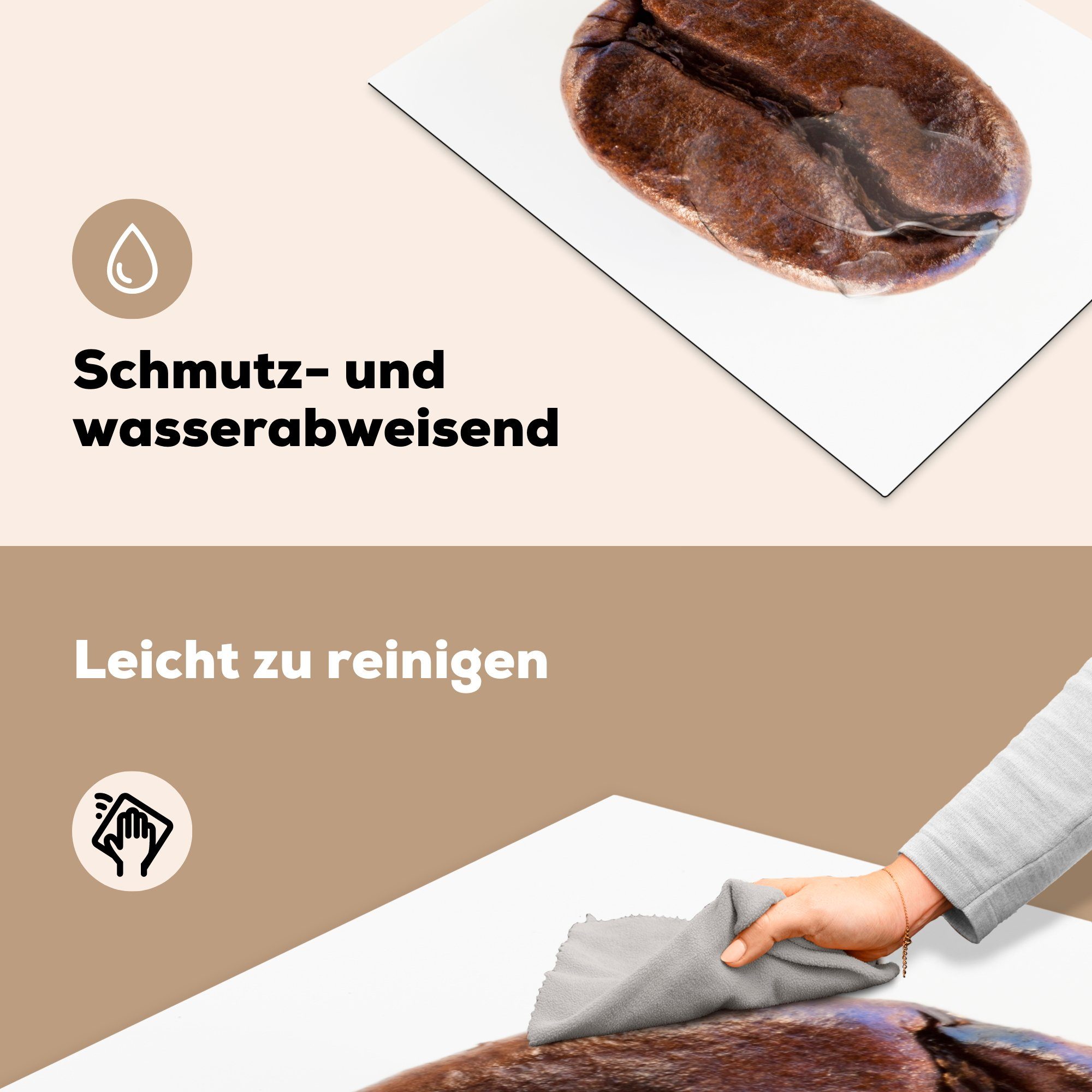 Ceranfeldabdeckung Extreme Schutz Herdblende-/Abdeckplatte geröstete küche, mit kleinen Details, 71x52 Induktionskochfeld die MuchoWow Vinyl, Kaffeebohne tlg), Nahaufnahme cm, (1 für