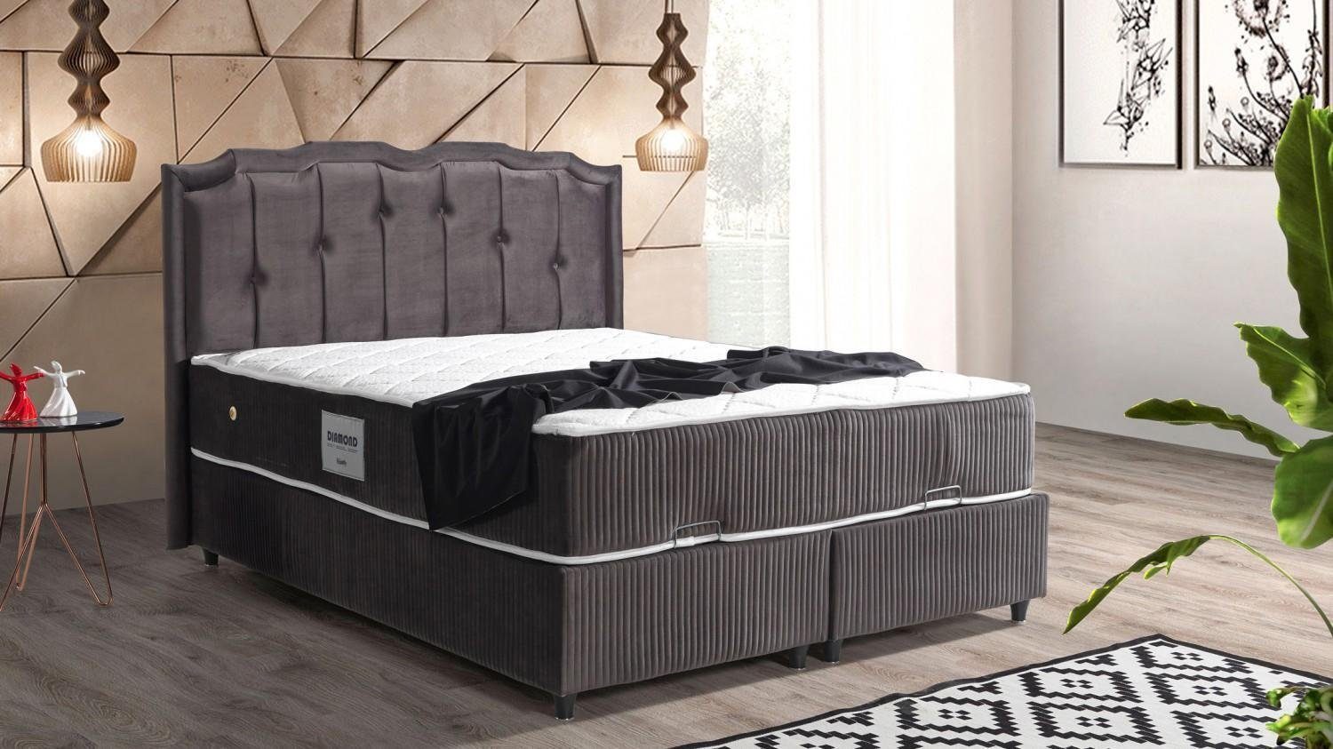 JVmoebel Bett Bett Design Betten Luxus Polster Schlafzimmer Möbel Boxsping Braun (Bett)