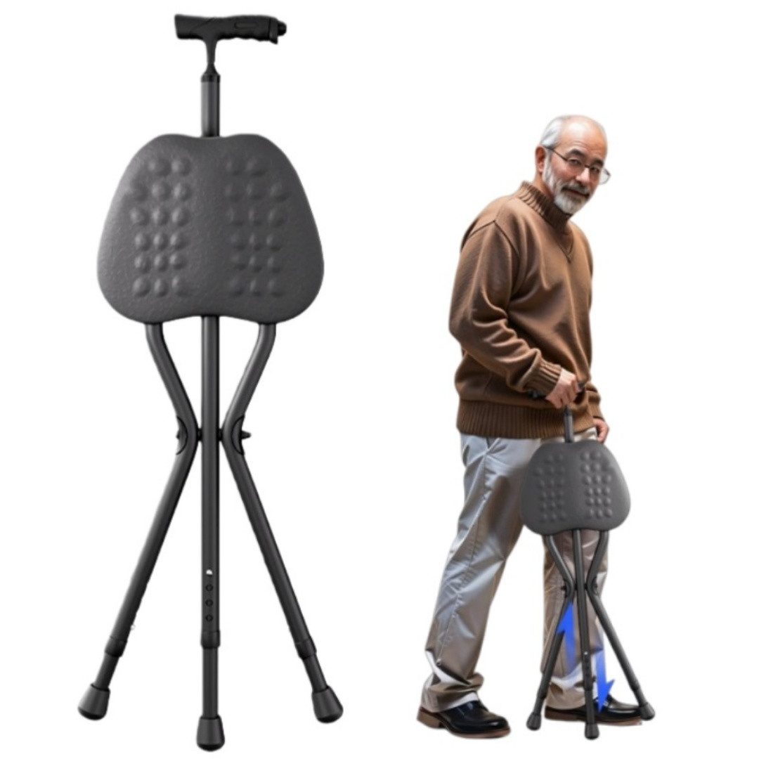 COVNBXN Gehstock Multifunktional faltbar höhenverstellbar Gehstock Sitz 100kg belastbar, 1-tlg.