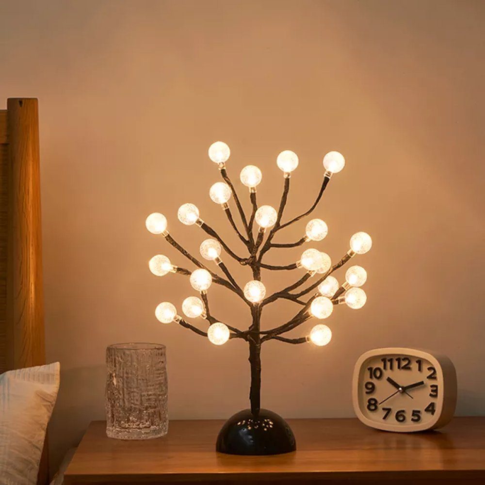 Arnusa LED Baum Leuchtbaum Kristall Kugel 36 cm warmweiß, Ein-Aus, LED fest integriert, warmweiß, Dekoleuchte kabellos Tischleuchte Nachttischlampe