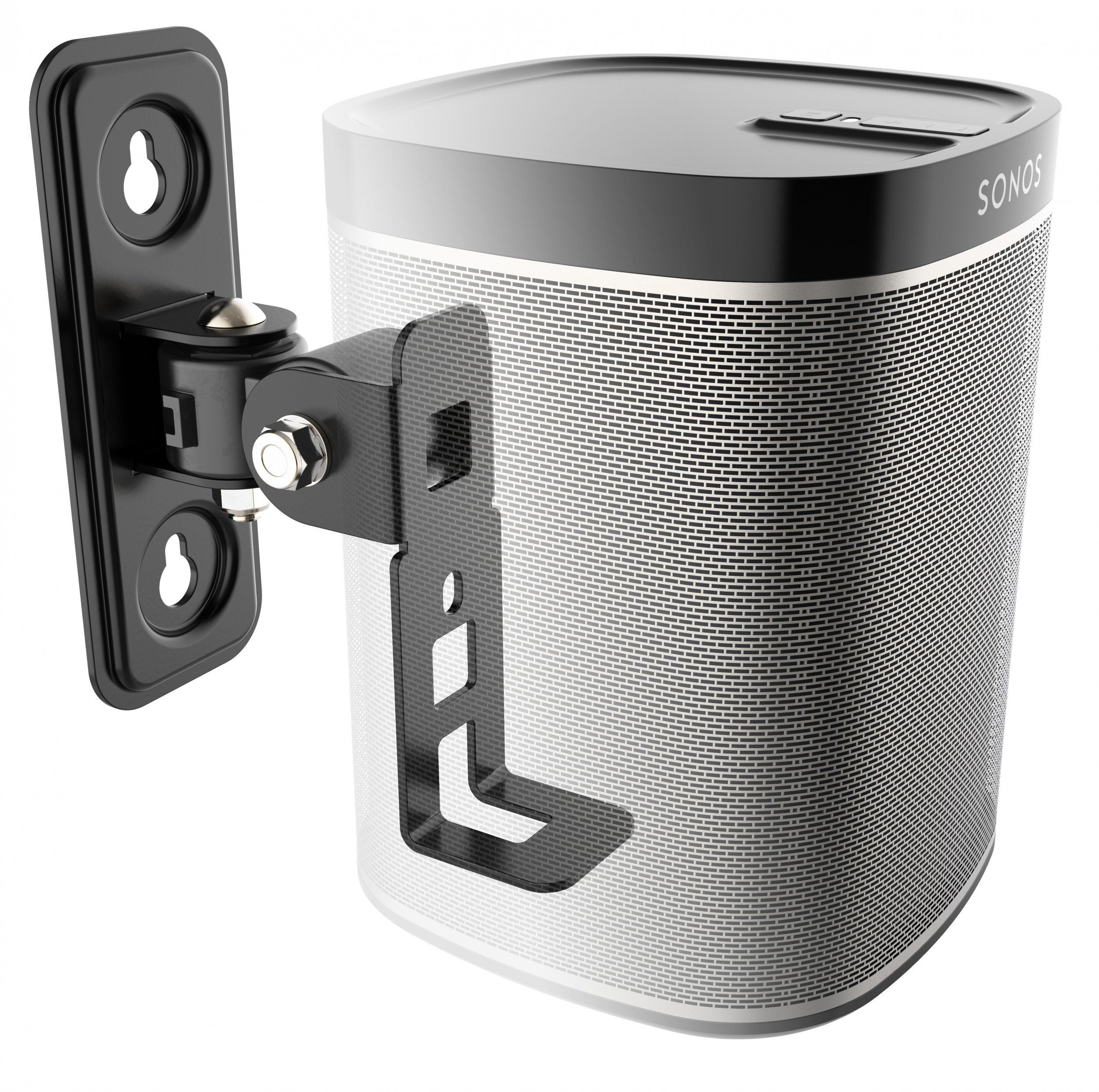 RICOO Lautsprecher-Wandhalterung Lautsprecherhalter für Sonos® PLAY:1 Lautsprecher LH431-B, (1 Stk. Box Speaker Halter schwarz, 1-tlg., 1x Wandhalter für Lautsprecher Boxen schwenkbar neigbar, Wandhalter für SONOS Play:1 2 kg Belastbarkeit, Wandabstand 86,5 mm)