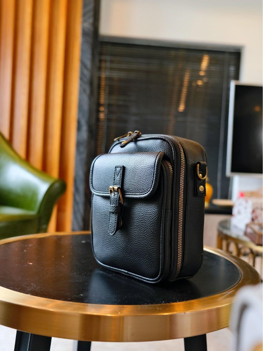 Oemmn Schultertasche Damen-Umhängetasche aus echtem Leder, geräumige Diebstahlschutz-Tasche, Schultertasche mit integrierten Kartenfächern – Bild 3 von 5