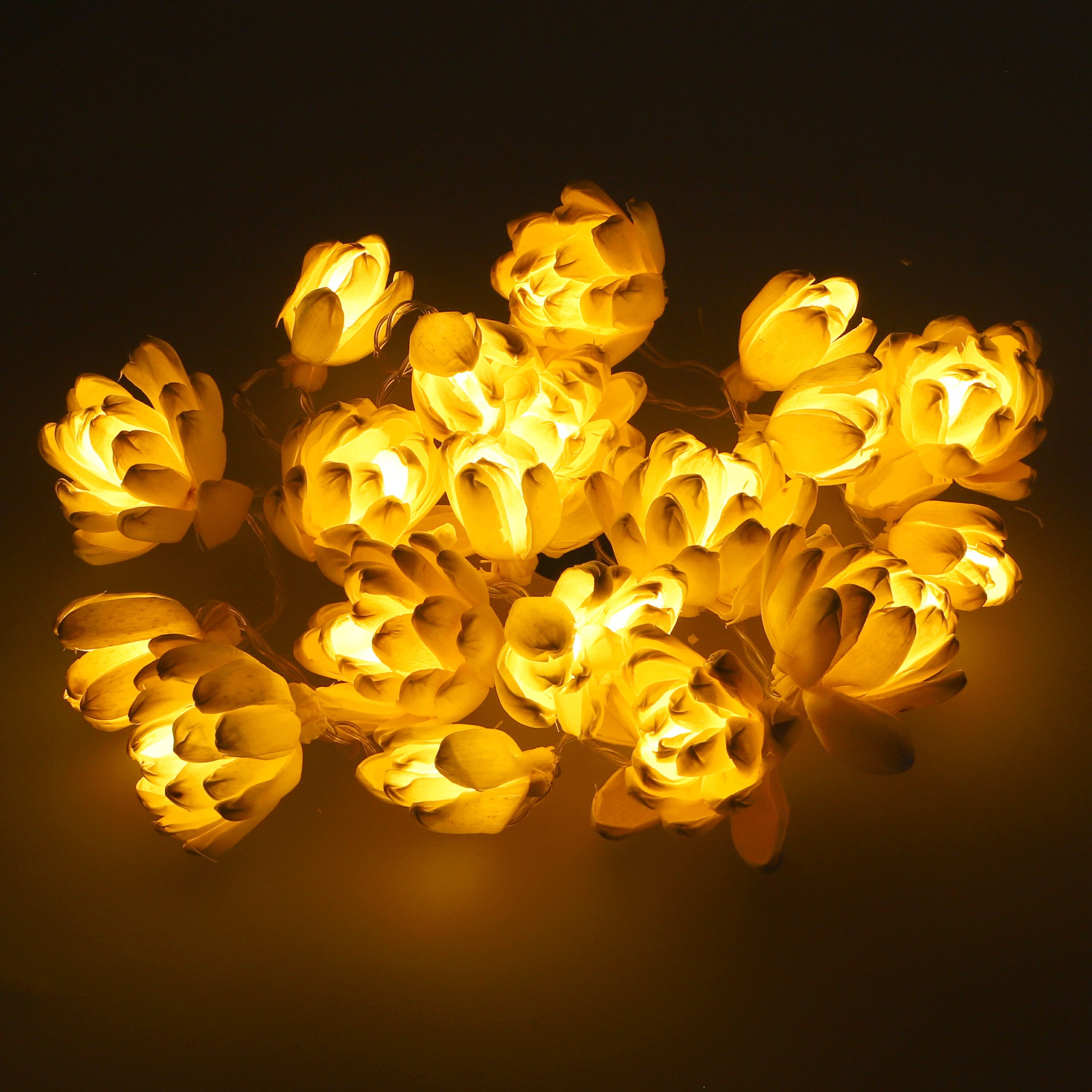 Guru-Shop LED-Lichterkette Exotische Lotusblüten, Blüten LED Lichterkette.. günstig online kaufen