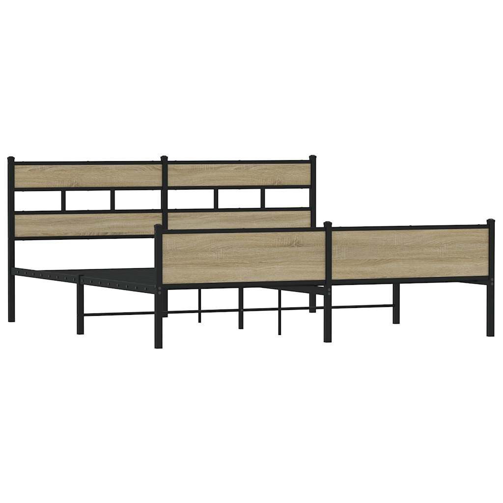 vidaXL Bett Metallbett ohne Matratze Sonoma-Eiche günstig online kaufen