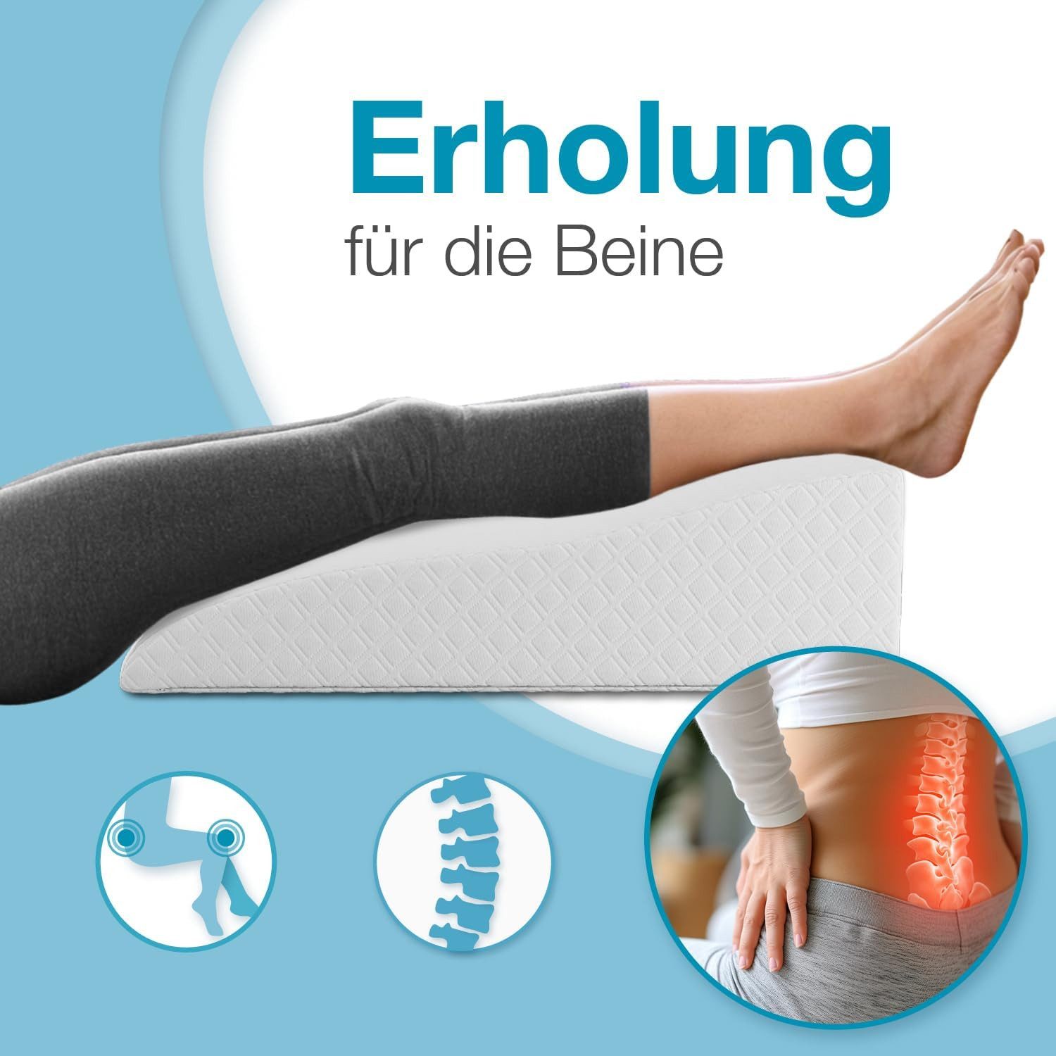 ELONEO Lagerungskissen für Beine, Venenkissen, Funktionskissen, abnehmbarer & waschbarer Bezug – Bild 5 von 5