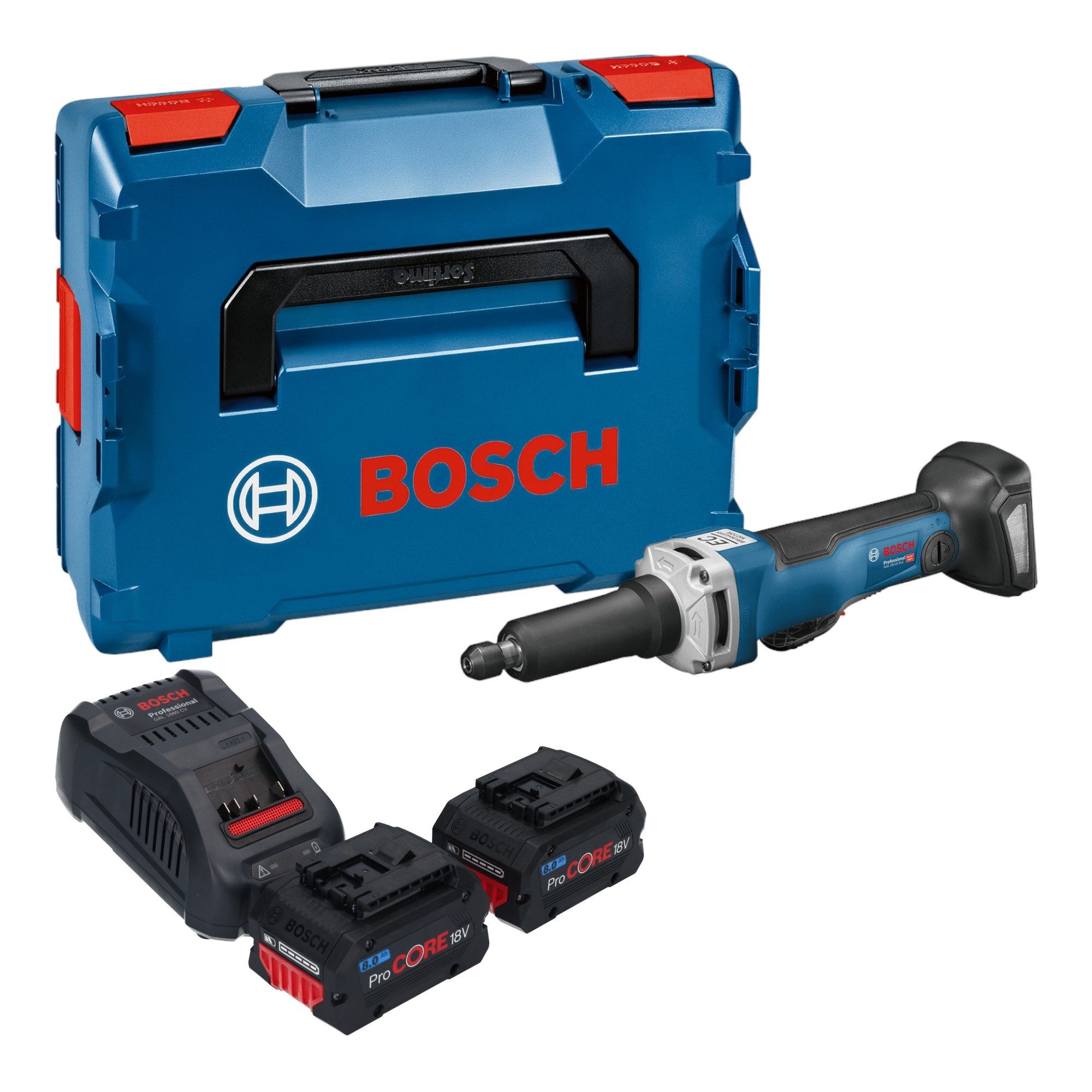 Bosch Professional Akku-Geradschleifer GGS 18V-23 PLC Professional 18 V Brushless + 2x ProCore Akku 8,0 Ah