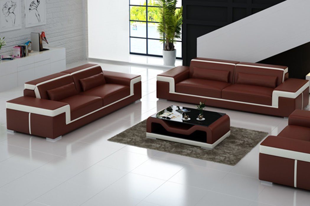 JVmoebel Sofa Luxuriöse schwarze Sofagarnitur 3+2 Set Wohnzimmermöbel Neu, Made in Europe Braun