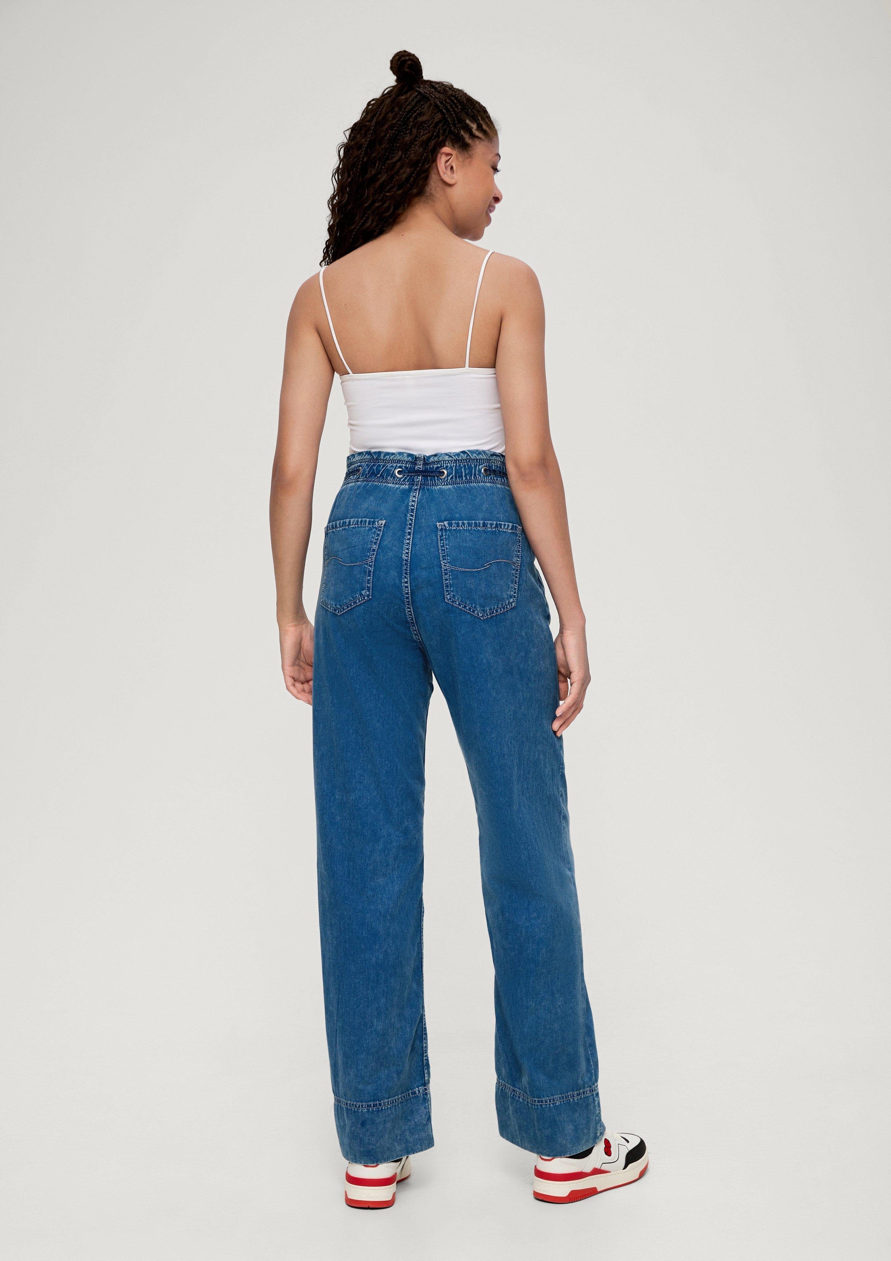 Stoffhose Jeans Fit Wide Catie Mid / / / Slim Rise Waschung QS Leg