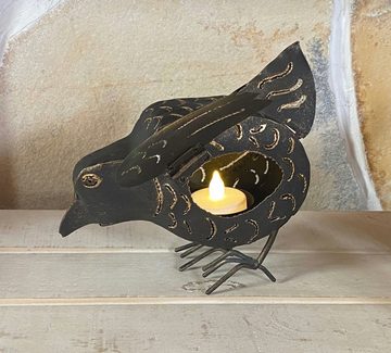 DanDiBo Windlicht Teelichthalter Metall Figur Klein Windlicht Huhn für 1 Teelicht Vogel 19 cm Kerzenständer 93403 Vintage Witzig
