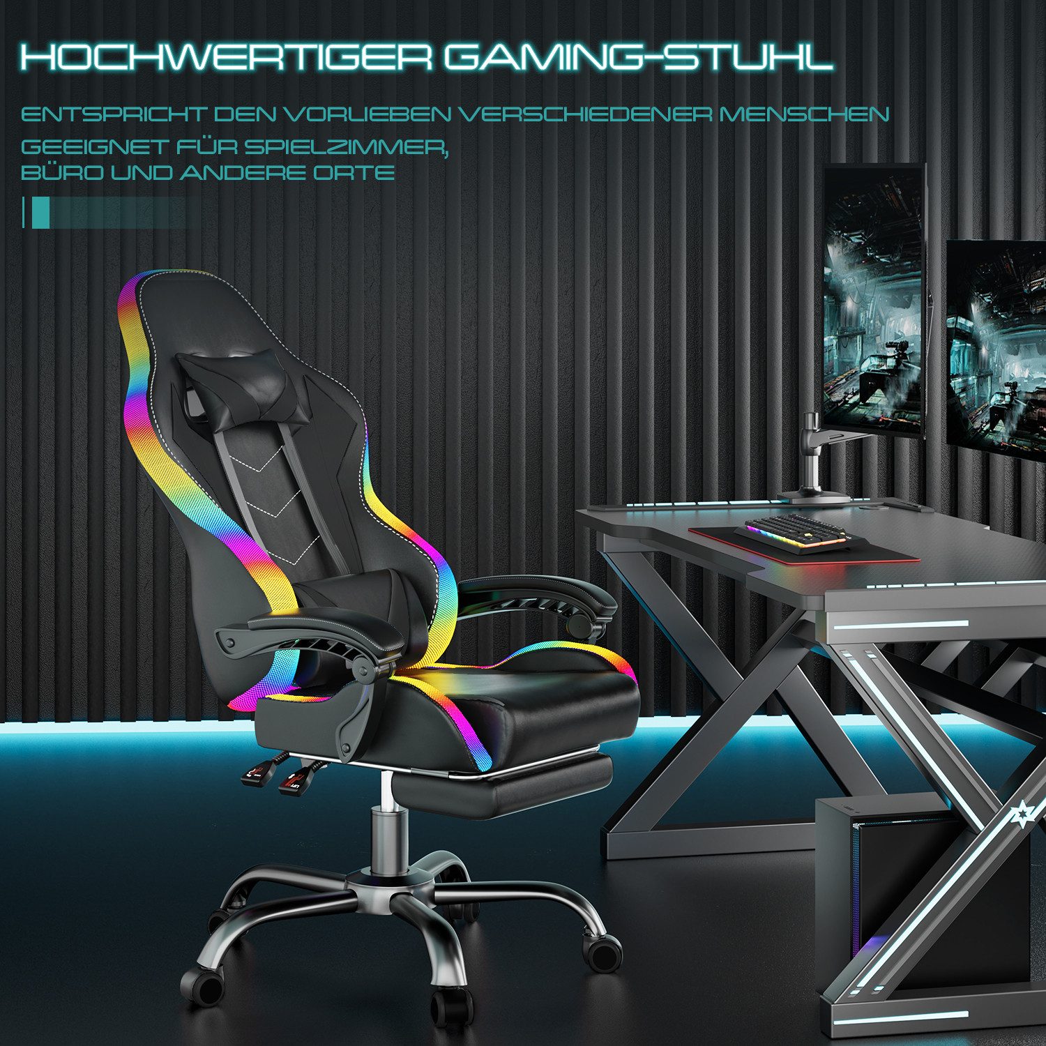 HOMALL Gaming-Stuhl LED Gaming Chair,Massage,Bürostuhl,Gaming Stuhl (Die LE günstig online kaufen