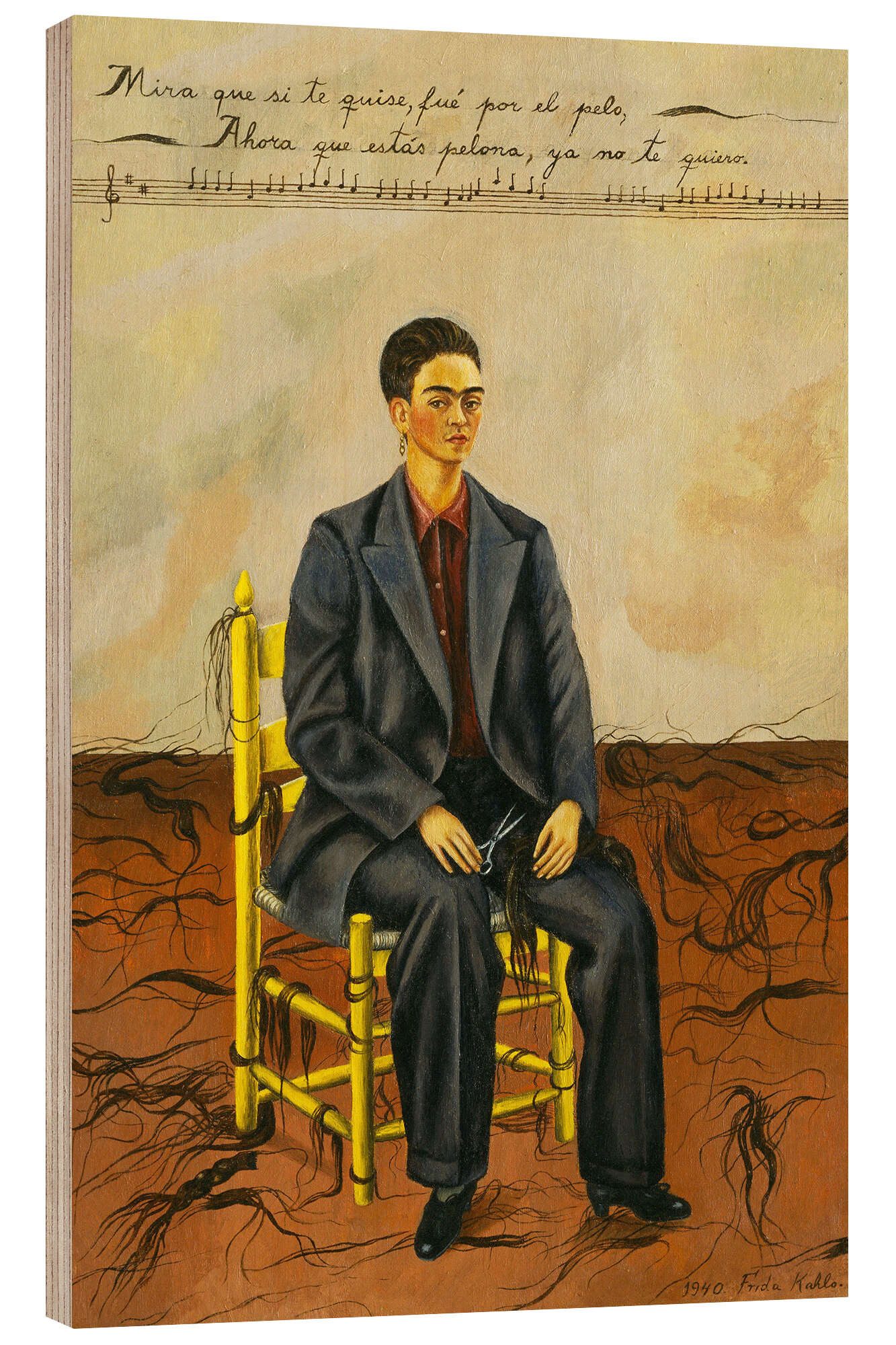 Posterlounge Wandbild Selbstporträt mit abgeschnittenem Haar, 1940, Frida Kahlo, erhältlich als Poster, Leinwandbild, Wandsticker oder Acrylglasbild