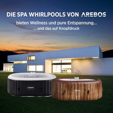 Arebos Whirlpool Aufblasbar, In- & Outdoor, 190x120 cm oval, 2 Personen, (Komplett-Set)