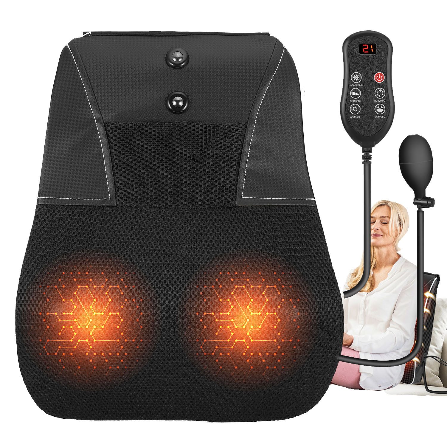 Massagegerät Rückenmassagegerät 3-in-1 Shiatsu Massagegerät mit Fernbedienung Smart
